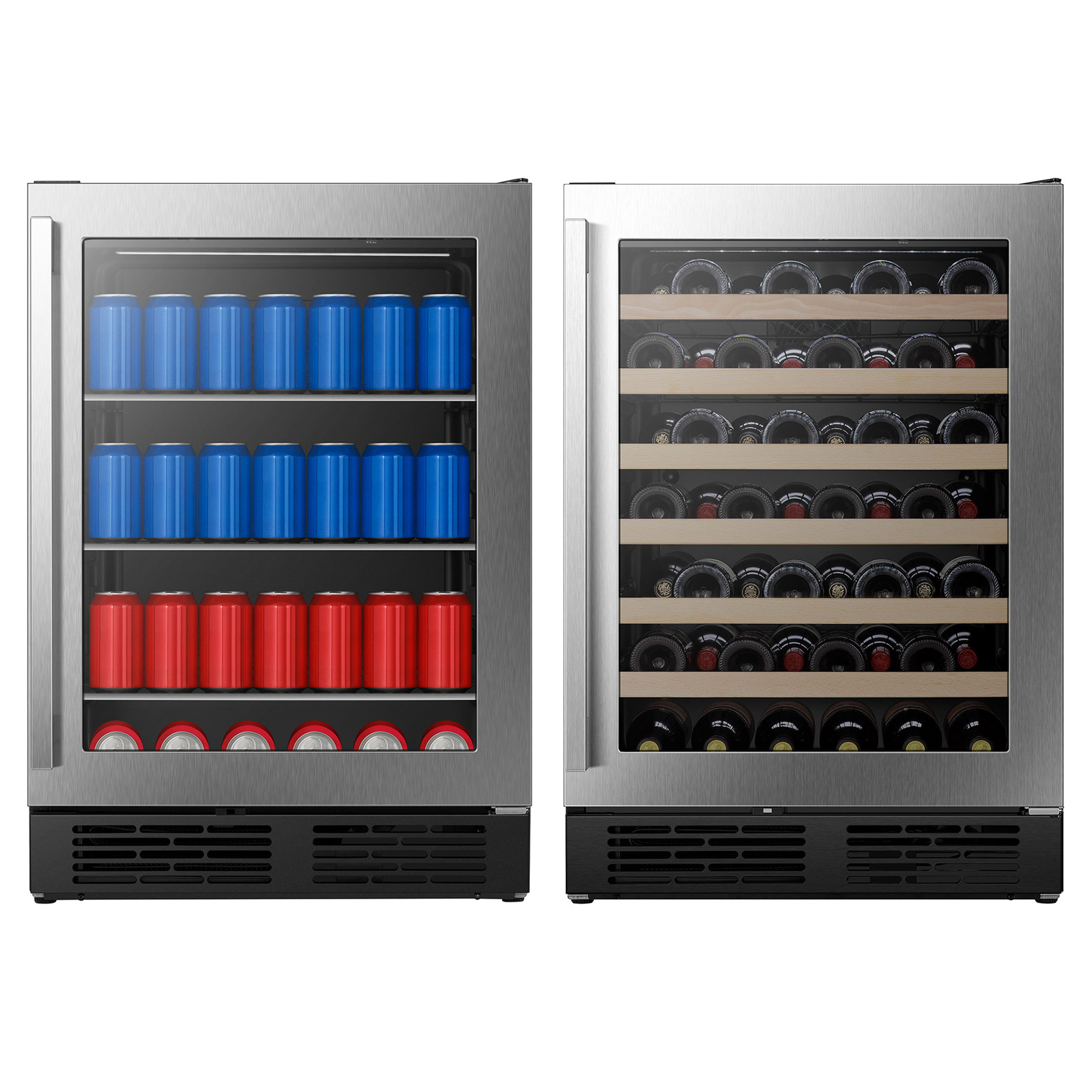 Hisense Beverage Bundle 164 Can Beverage Center and 54 Bottle Wine Cooler - Built In or Freestanding
