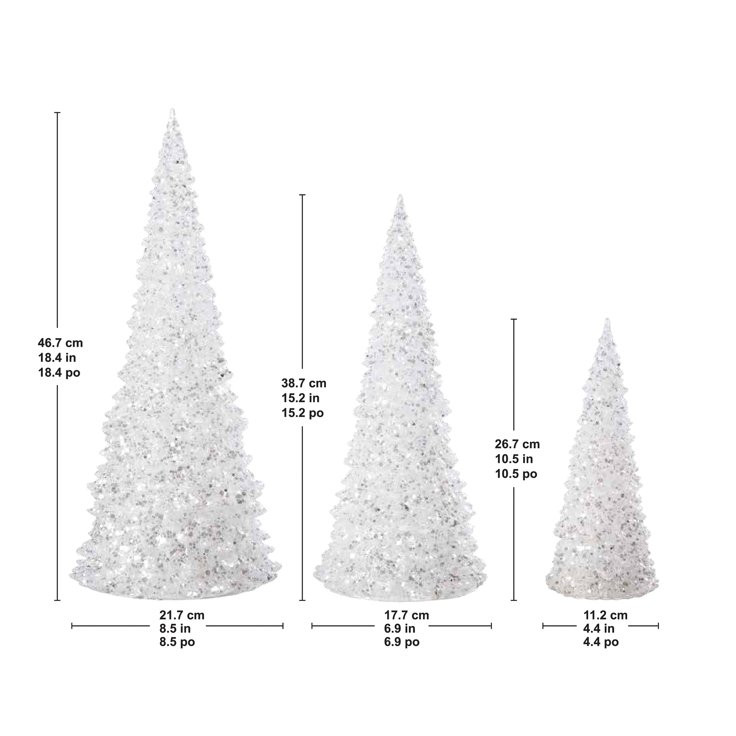 Set of 3 Glitter Trees with Colour Changing LED Lights | Costco