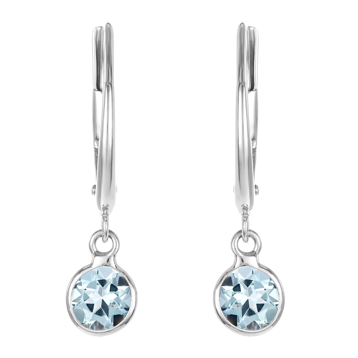Round Cut Aquamarine Earrings in White Gold