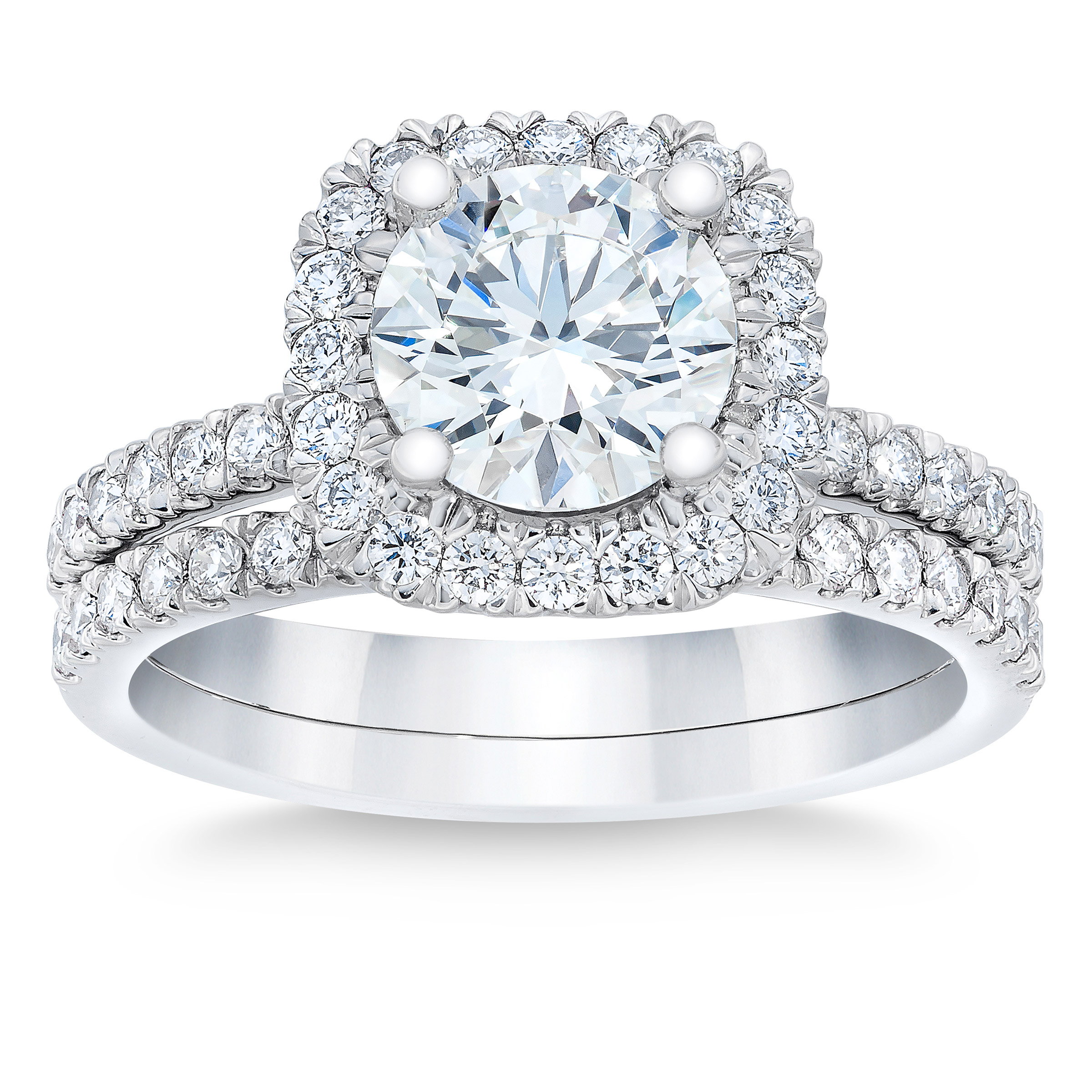 1.61 ctw Round Brilliant Cut, Clarity VS1, Colour D, Diamond Wedding Set