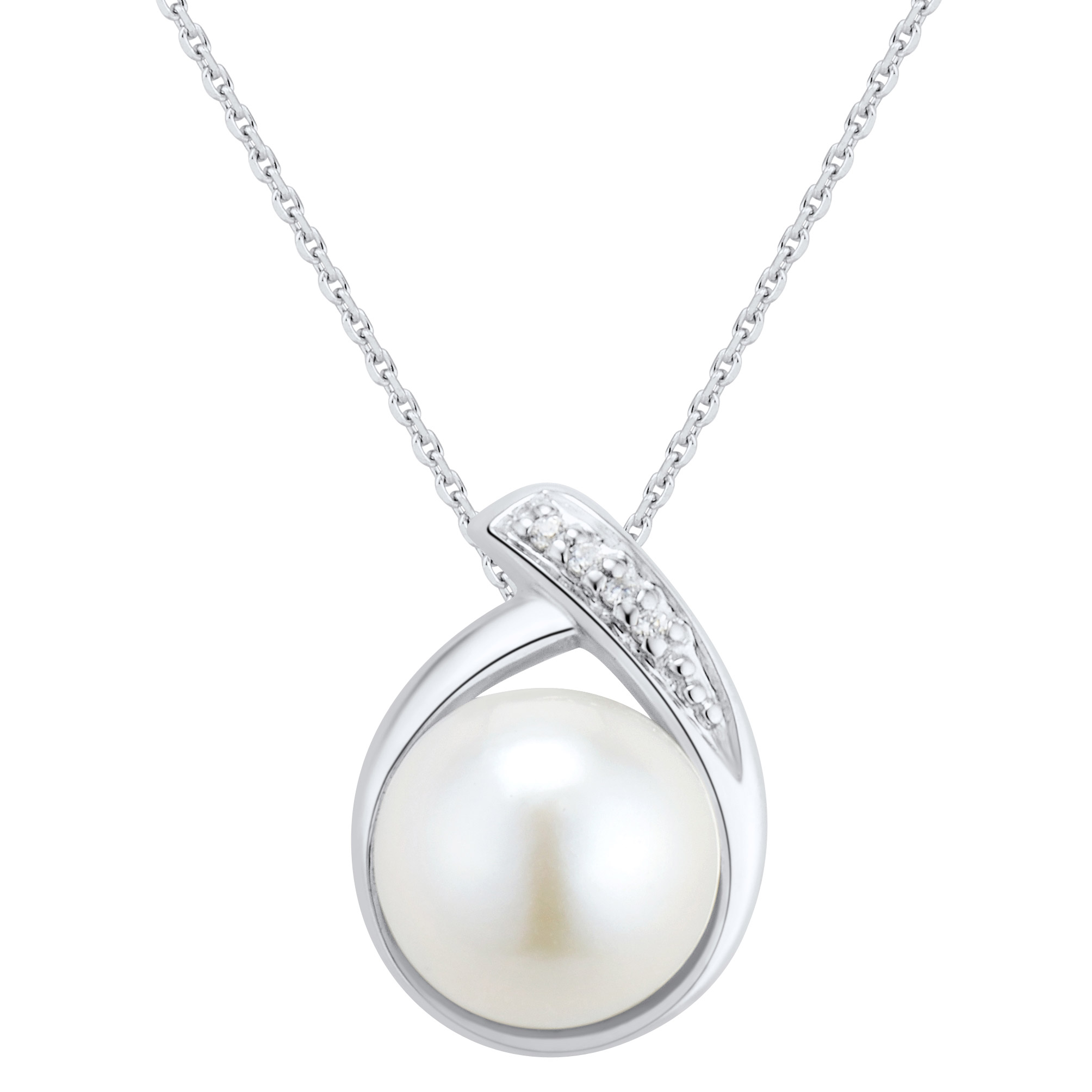 6.5 – 7 mm Cultured Freshwater Pearl and Diamond Pendant (0.01 ctw)