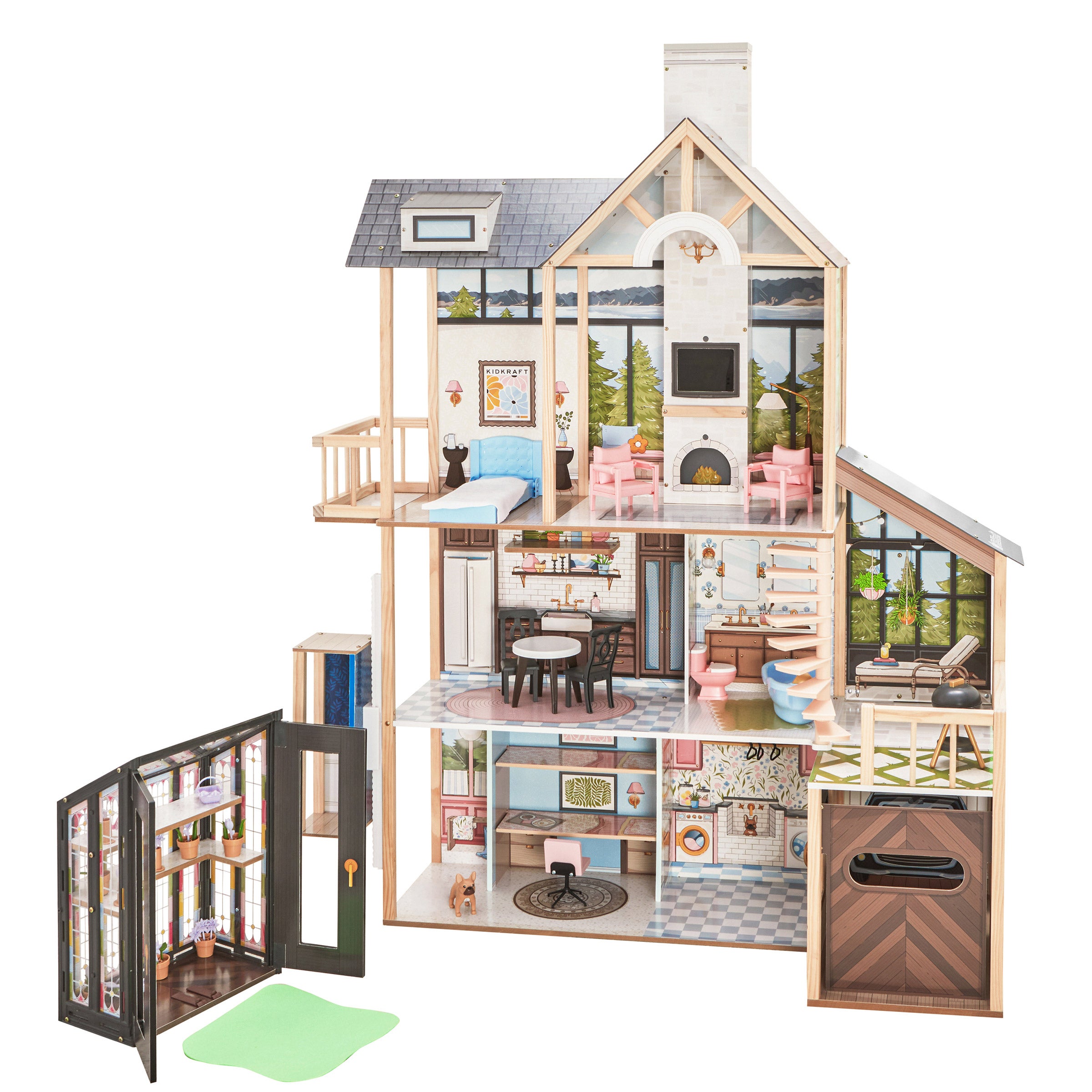 Lakeview Villa Wooden Dollhouse & Greenhouse | Costco