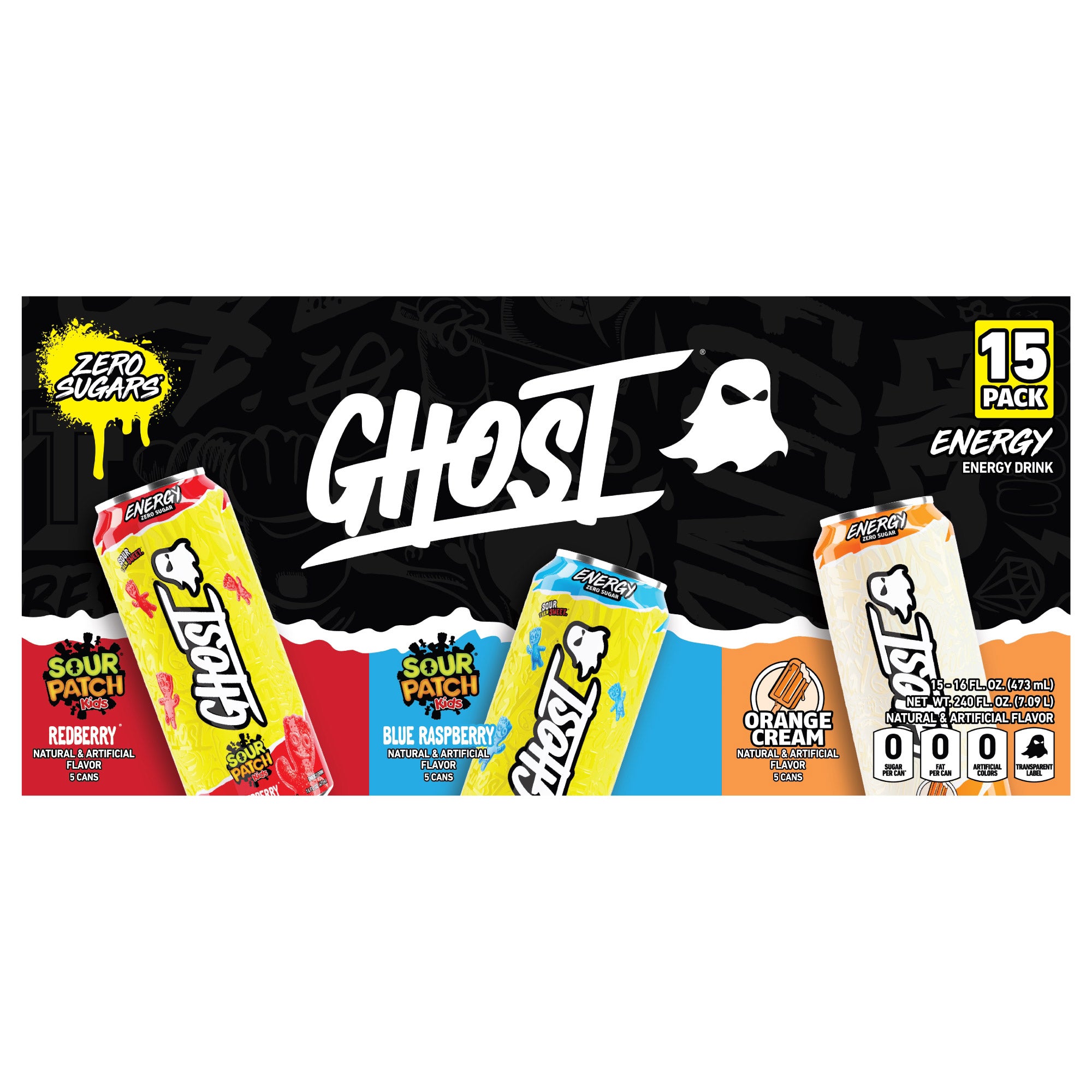 Ghost Energy Drink, Variety Pack, 16 fl oz, 15-count | Costco