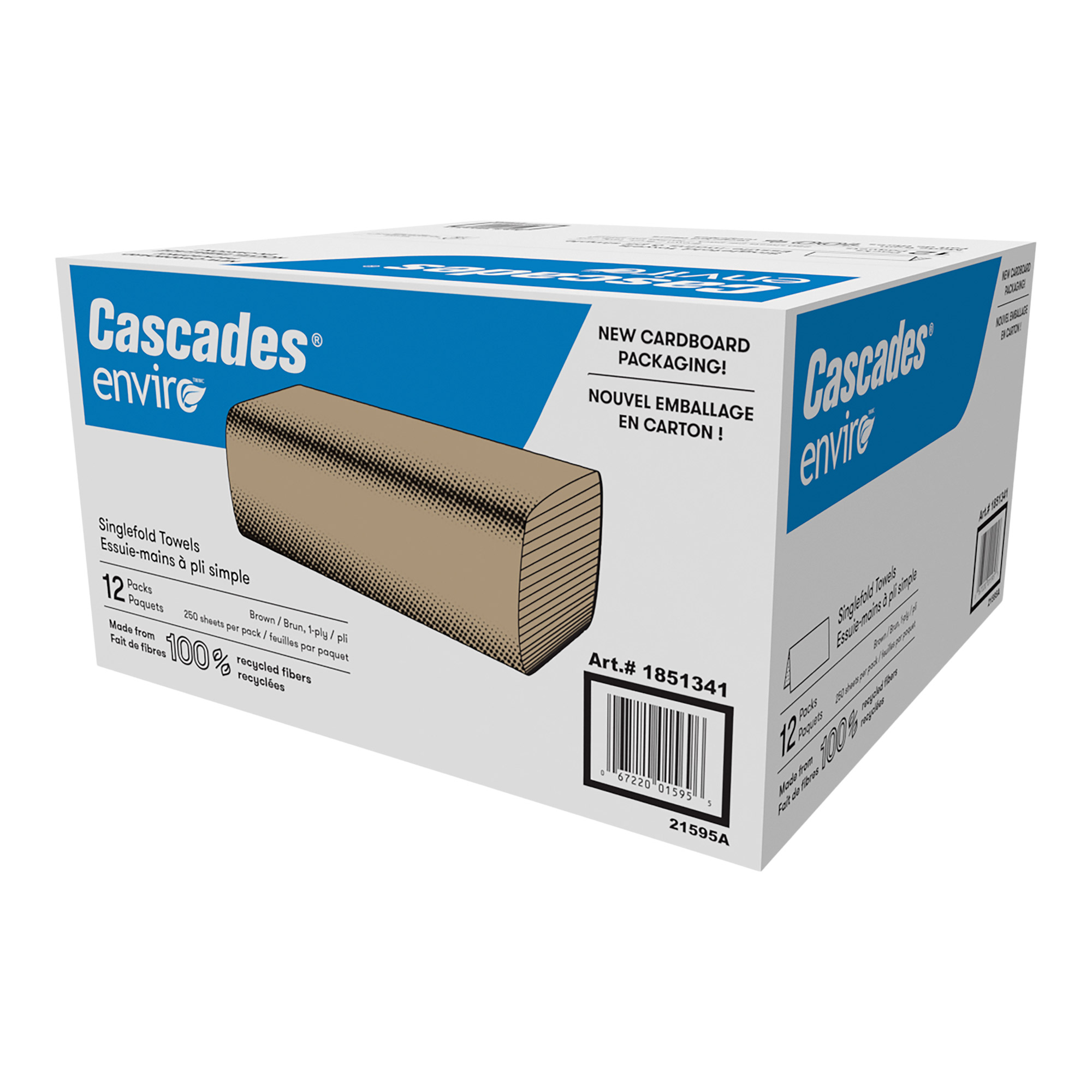 Brown Paper Towel Cascades Pro Select® 1-Ply Roll Paper Towel, White,  7-4/5\, image size:1200x1200