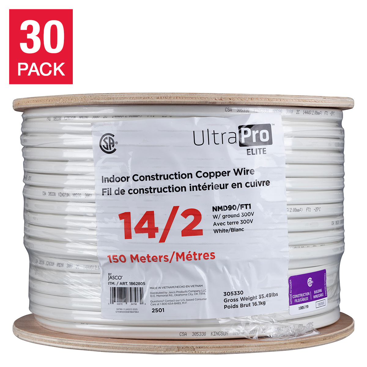 UltraPro Elite Copper Wire NMD90 14/2 Gauge, 150M - Pallet of 30 Spools