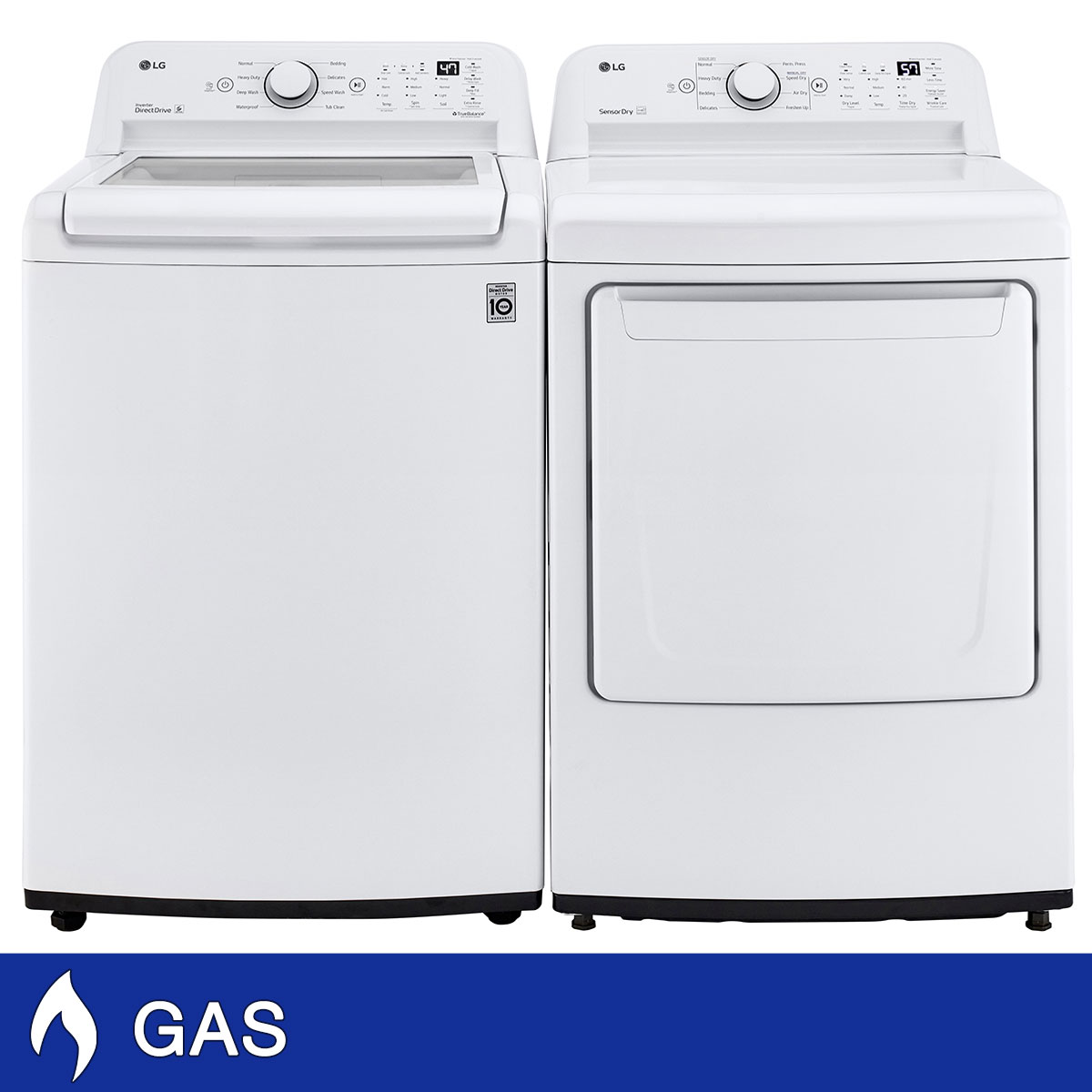 LG 4.3 cu. ft. Top Load Washer with Agitator and 7.3 cu. ft. GAS Dryer with Sensor Dry