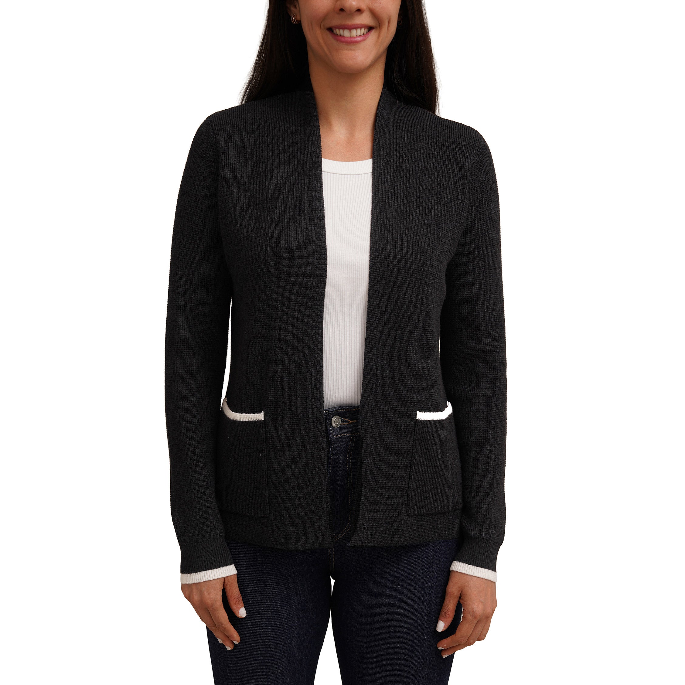 NAMACHECO 22aw CYRUS CARDIGAN ナマチェコ Cyrus Women's Open Cardigan with Contrast Trim | Costco