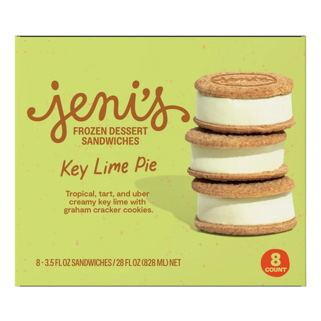 JENI'S KEY LIME PIE ICE CREAM SANDWICH 8/3.5 OZ