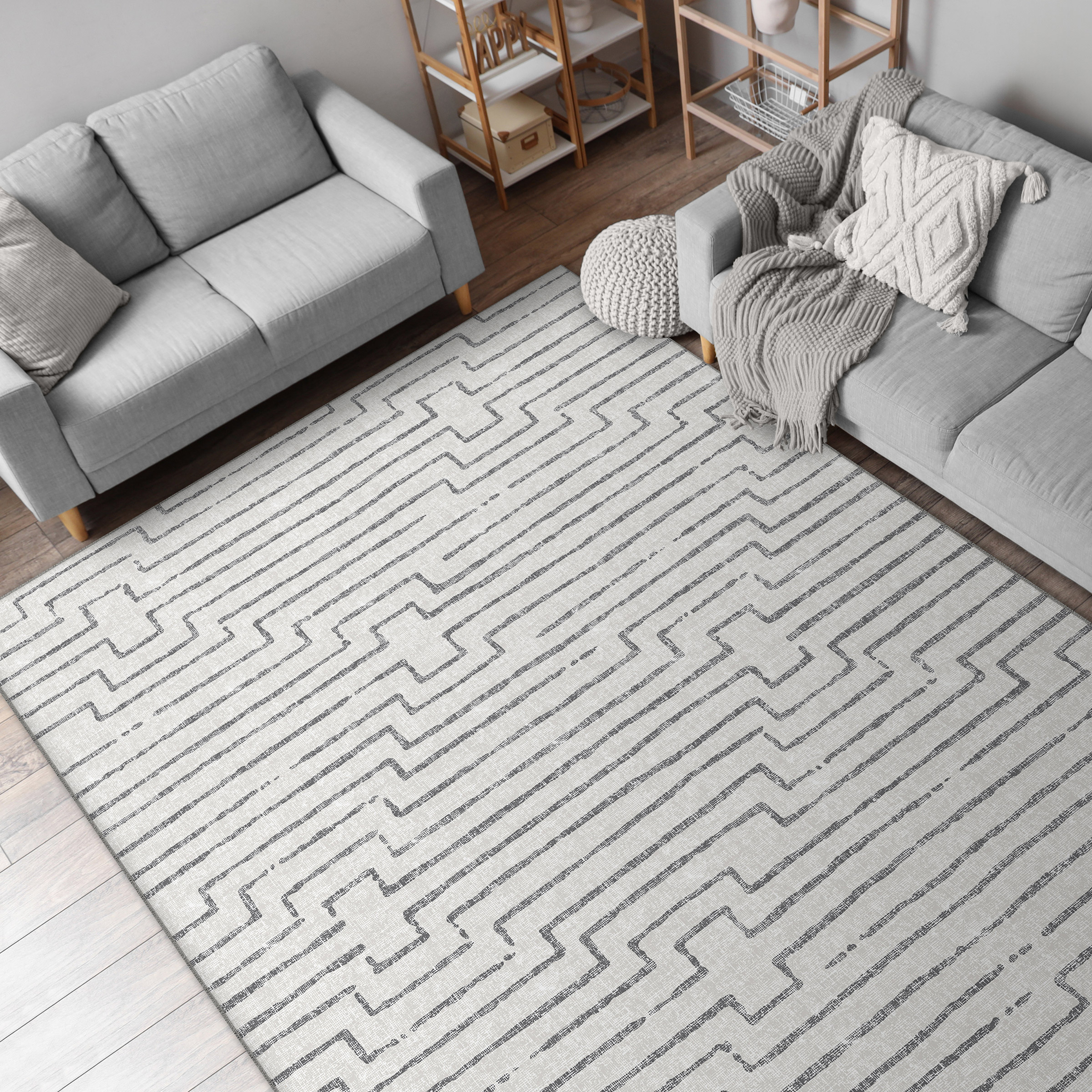 Apache Chenille Area Rug  Modern Gray  6' x 9'