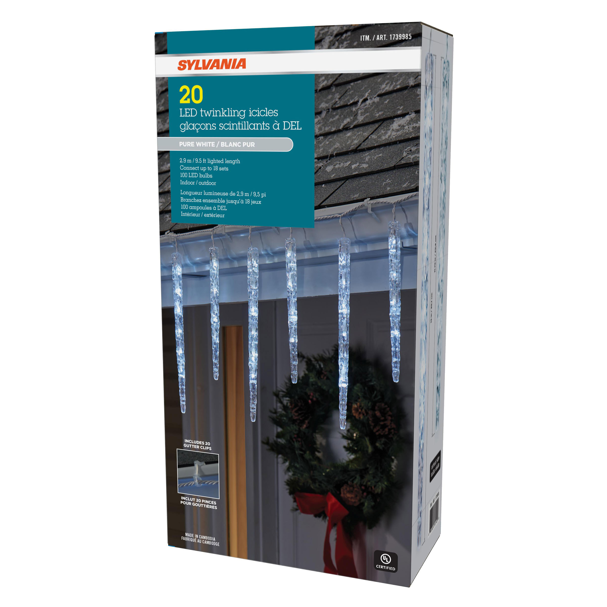 Sylvania 20 Twinkling Light Molded Pure White Icicles Set | Costco