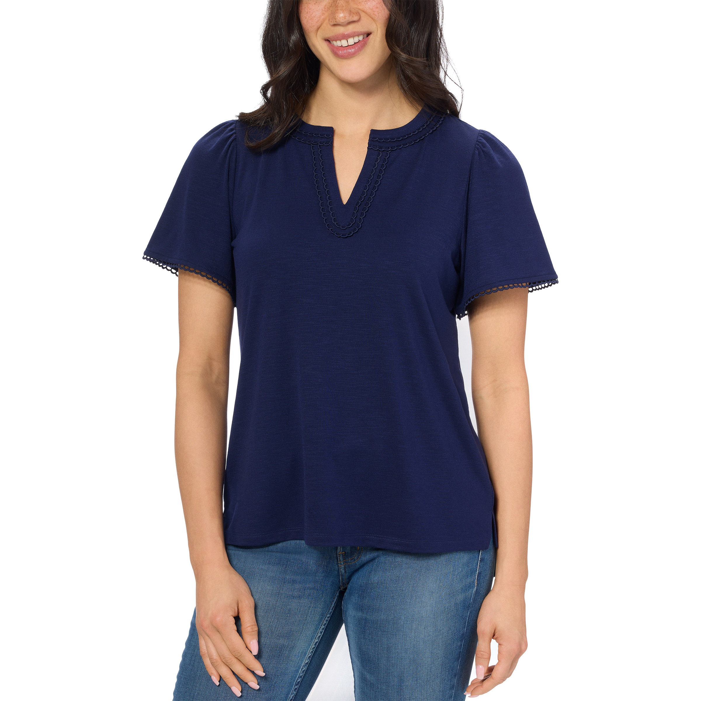DIFFERENT IS OK Ribbed Cut-out シズニルック Jones New York Women's Split Neck Top | Costco