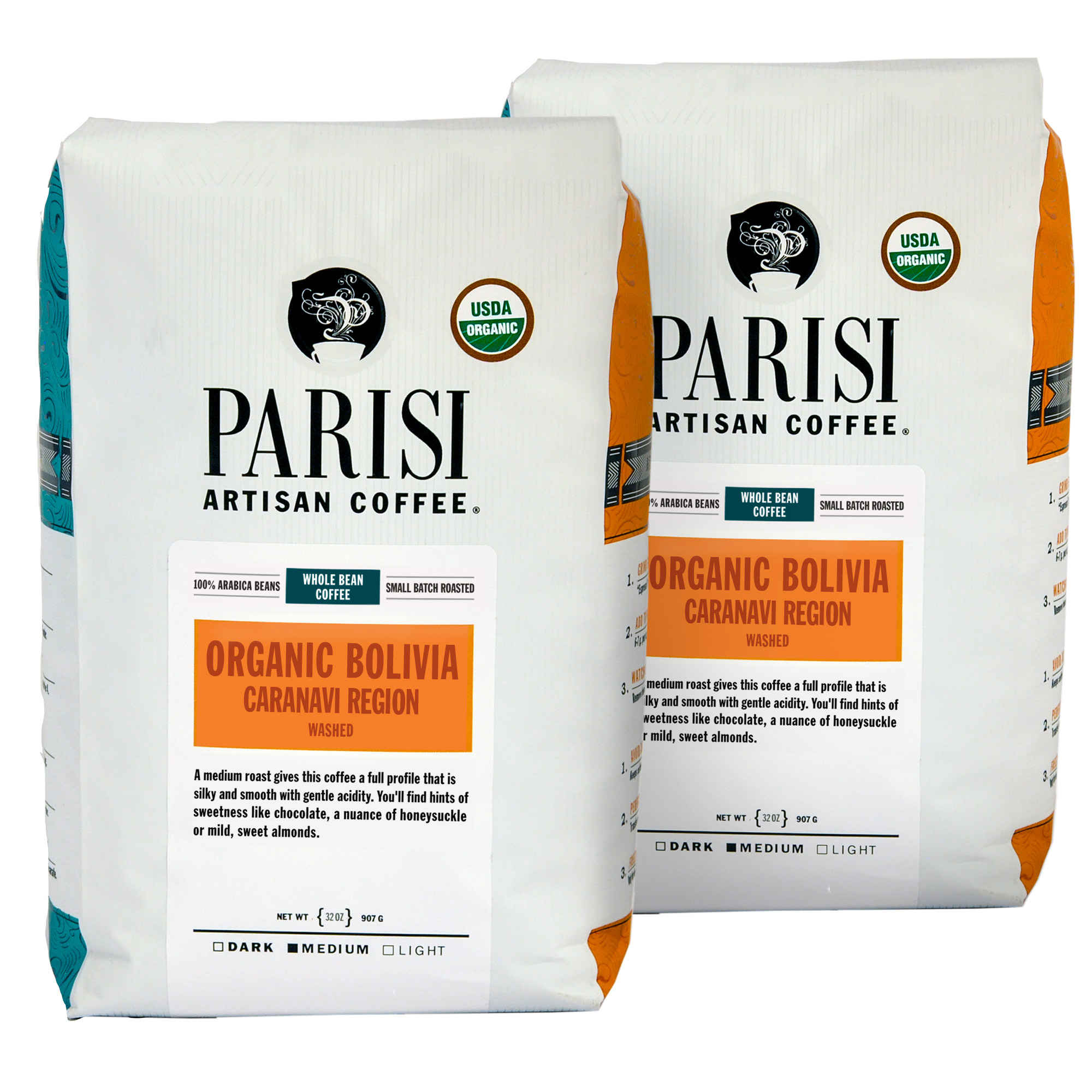 Parisi Artisan Coffee Bolivian Organic Blend Whole Bean 2 lb  2-pack