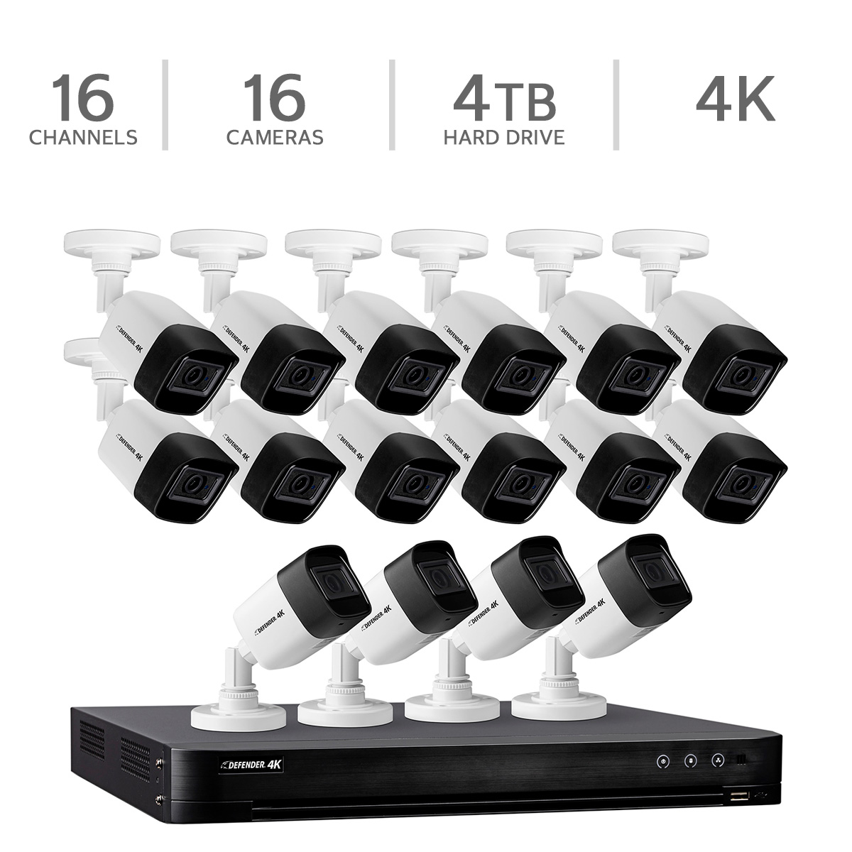 Defender 16-channel Wired 4K UHD DVR Security Surveillance System with ...
