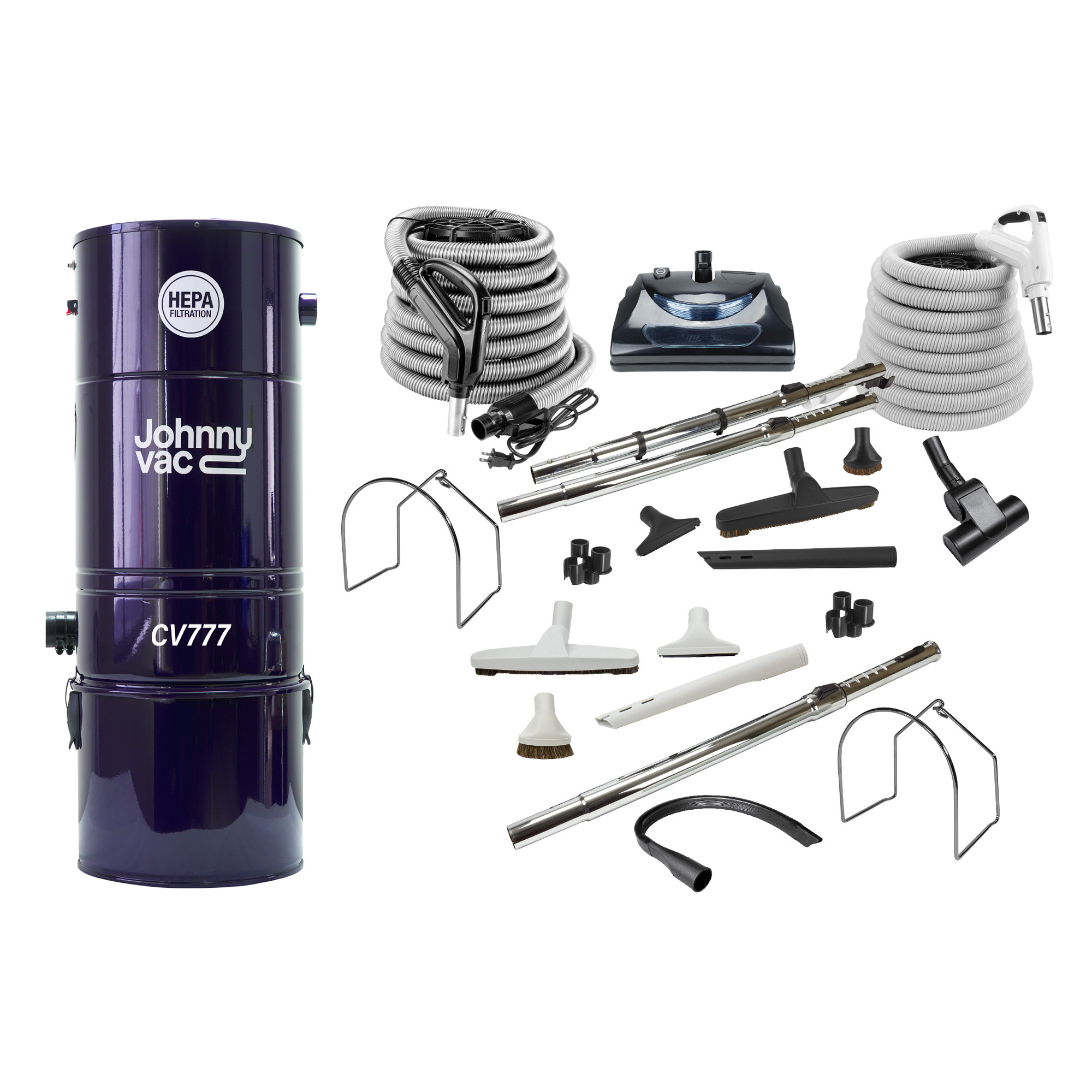 Johnny Vac - Ultimate Central Vacuum Kit 700 Airwatts with 2 complete sets of accessories