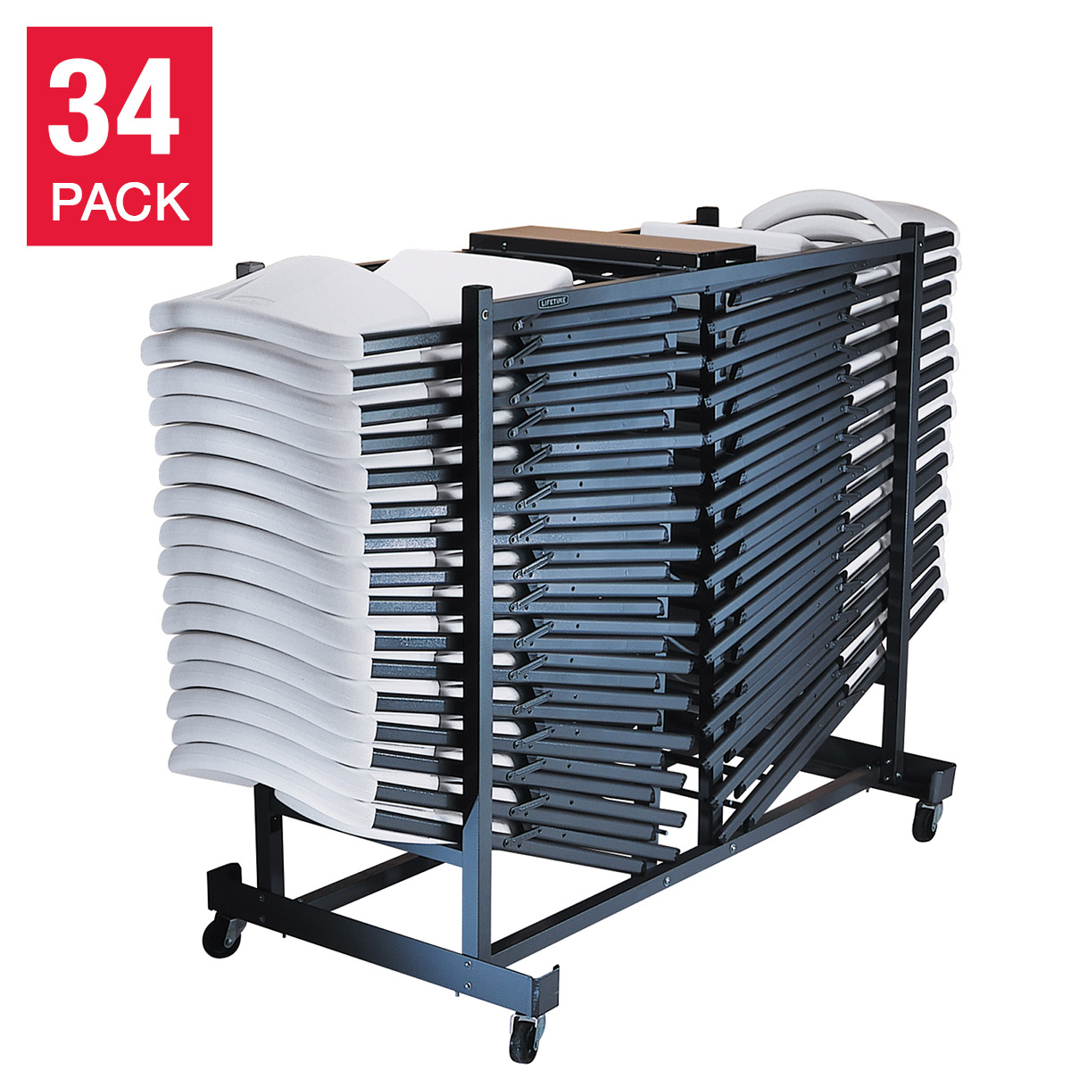 Lifetime Commercial Grade Chairs with Chair Cart, 34-count