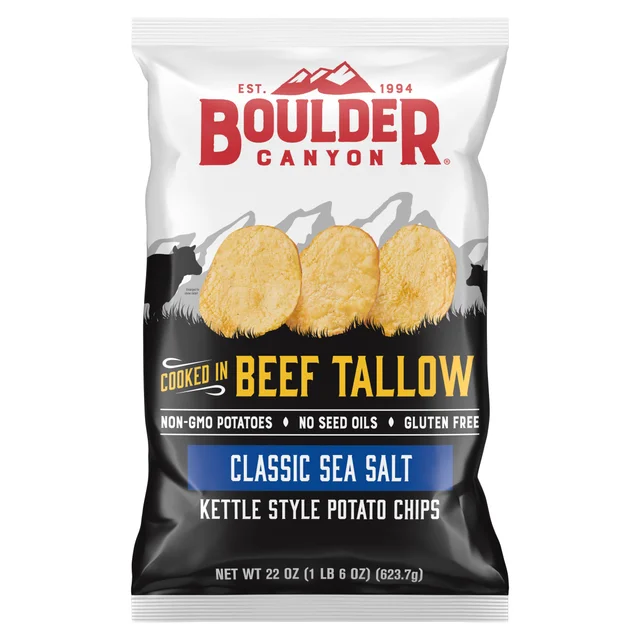 BOULDER CANYON BEEF TALLOW SEA SALT POTATO CHIPS 22 OZ