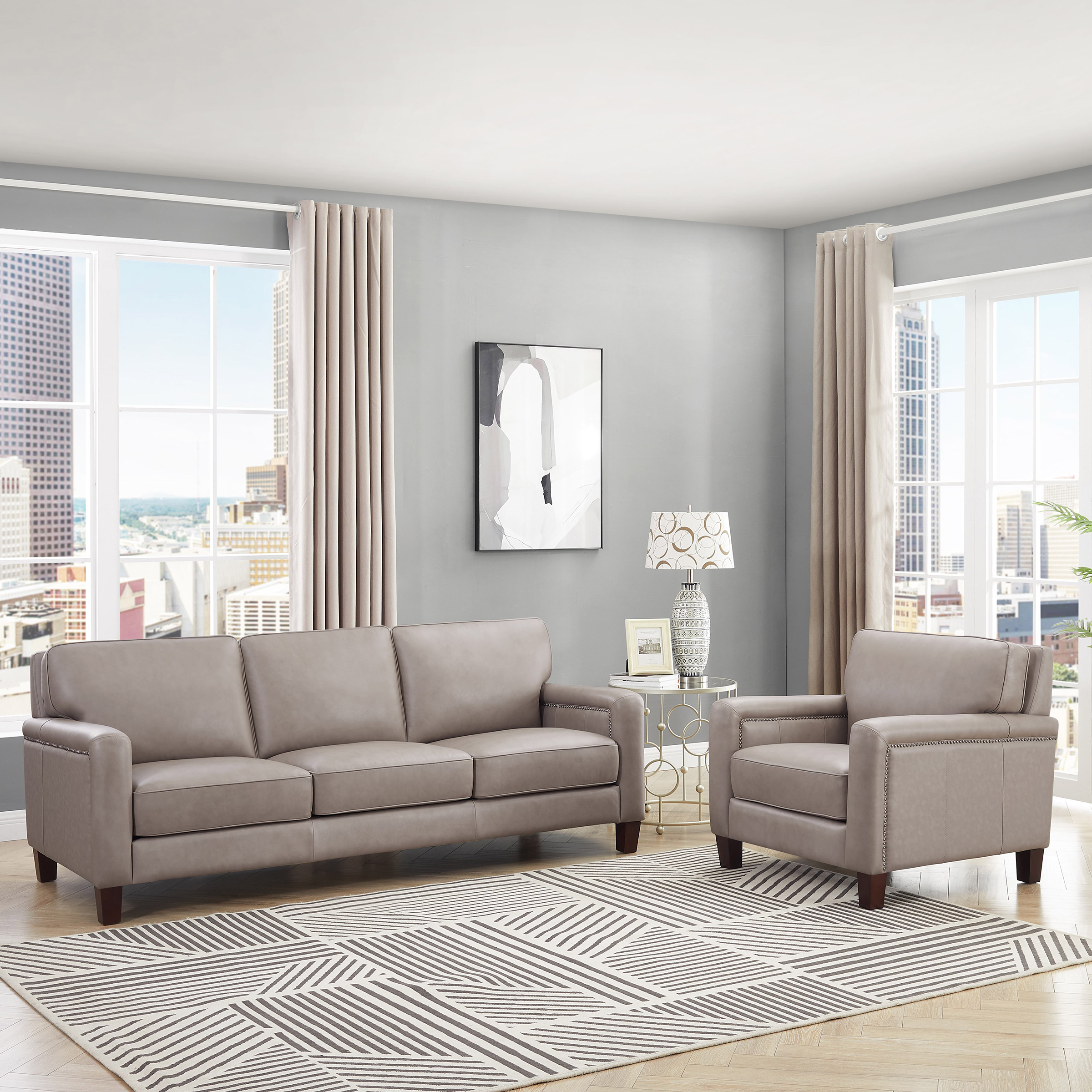 Prospera Home Willow Top Grain Leather Sofa and Chair