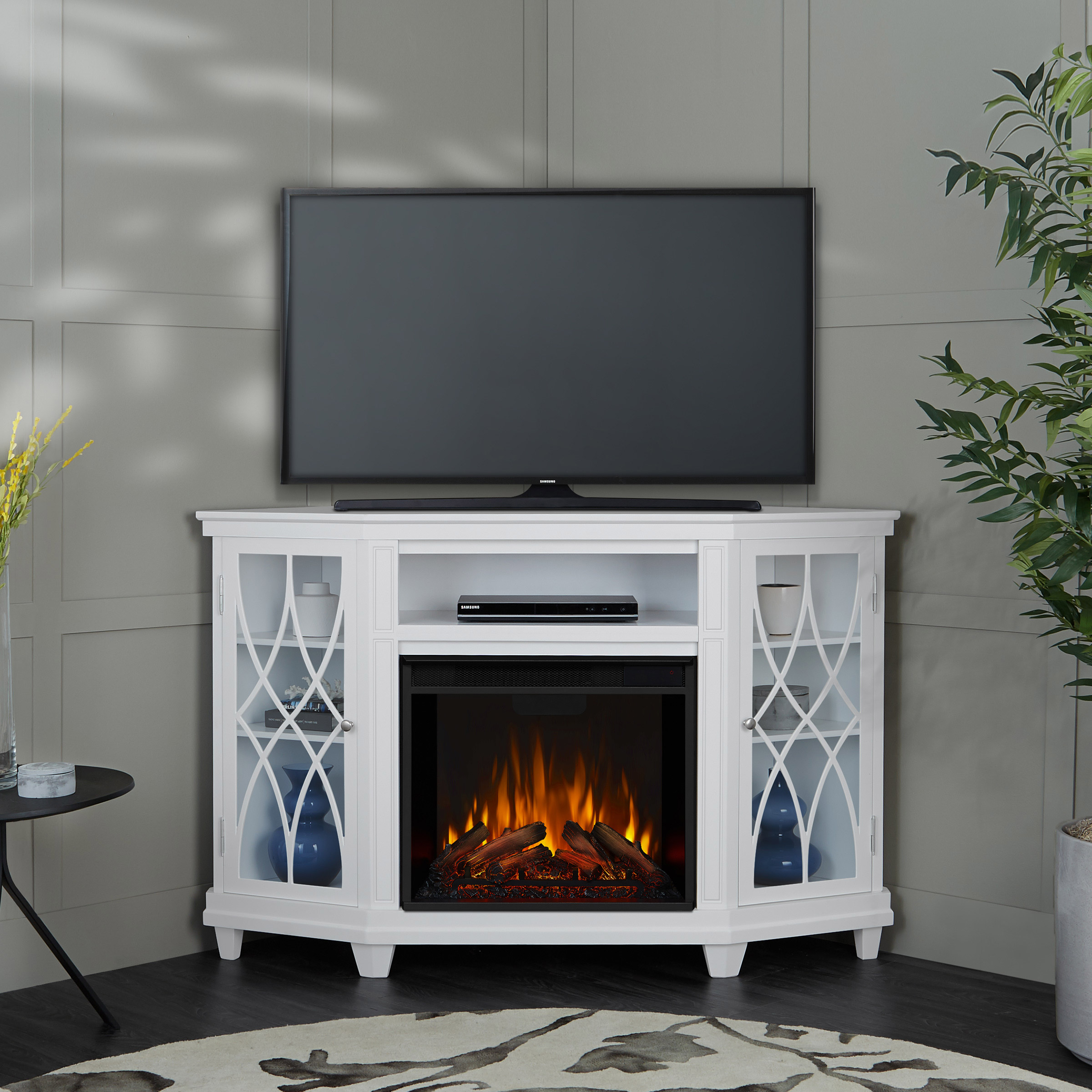 Real Flame Lynette 129.5 cm (51 in.) Media Corner Fireplace