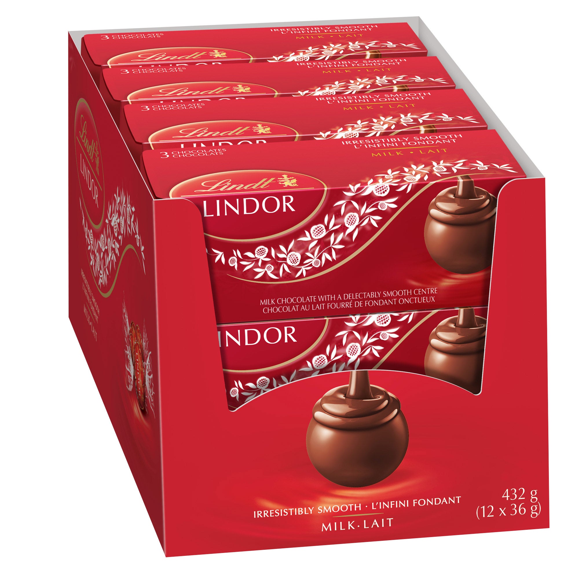 Lindt Lindor Milk Chocolate Truffles Box, 12 × 36 g | Costco