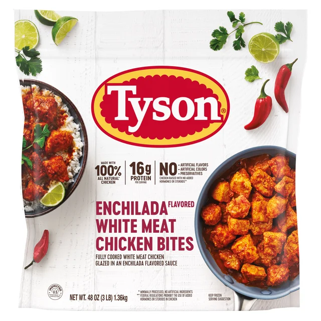TYSON ENCHILADA FLAVOR WHITE MEAT CHICKEN BITES 3 LBS