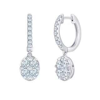 14KT WHITE GOLD VS2 I 1.00CTW ROUND DIAMOND DANGLE EARRINGS
