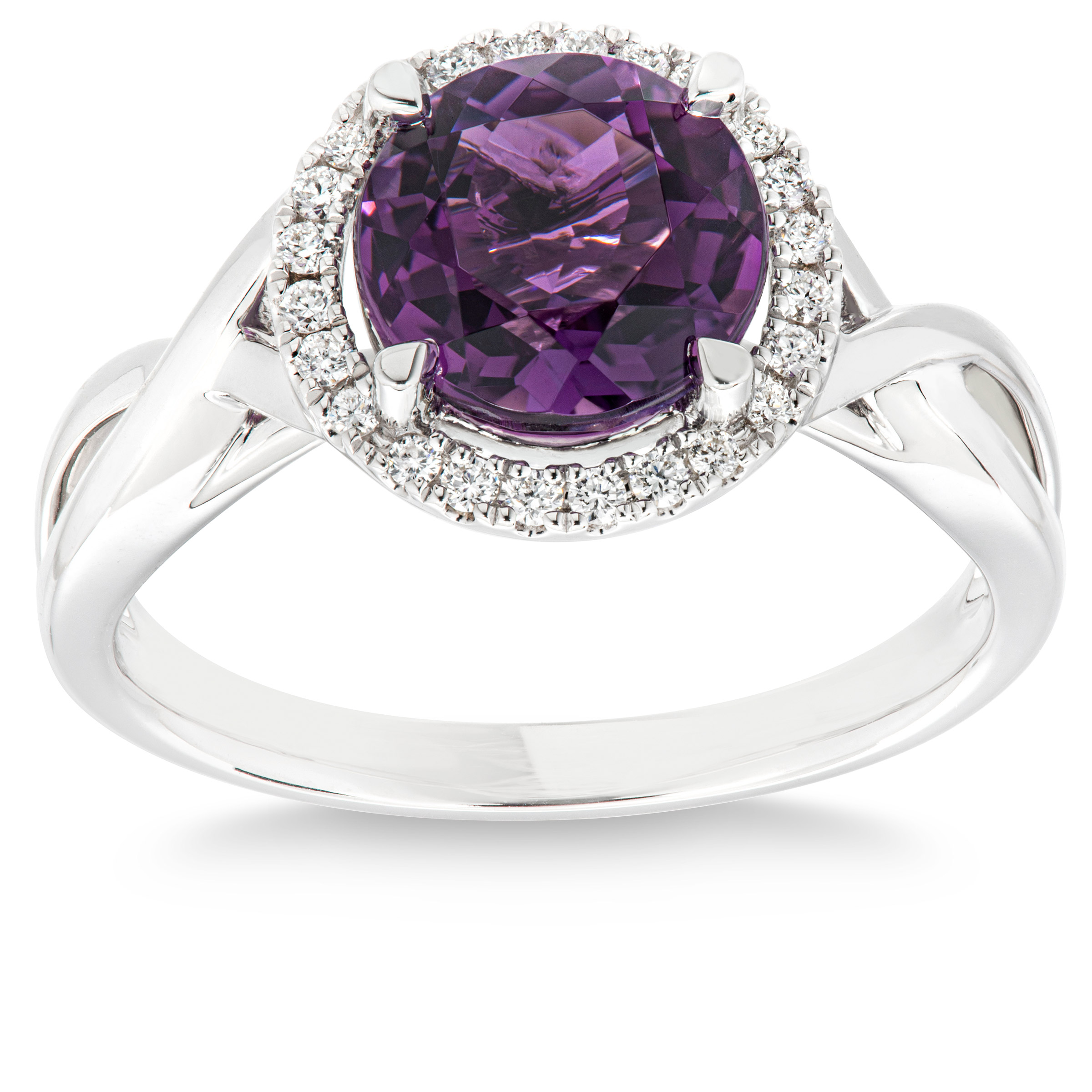Round Cut Amethyst and Diamond Ring (0.12 ctw) | Costco