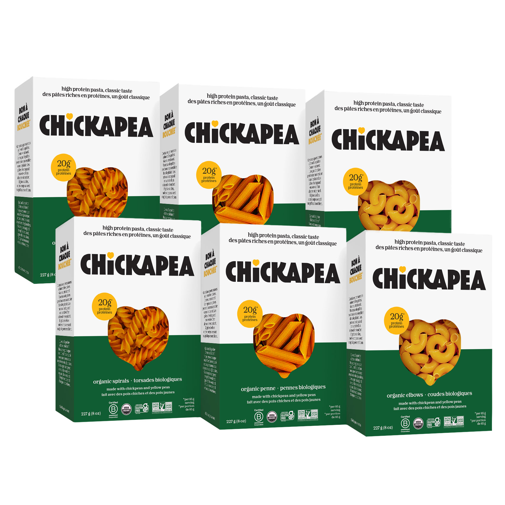 Chickapea Organic Chickpea Protein Pasta, 6 × 227 g