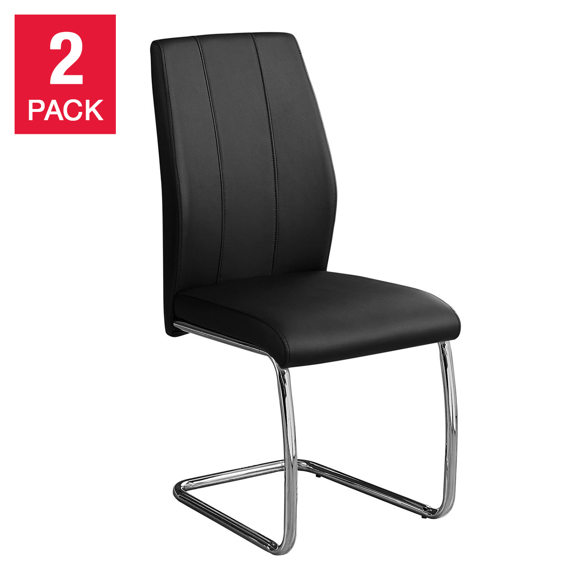 Geri Contemporary Dining Chair, 2-pack with Chrome Frame