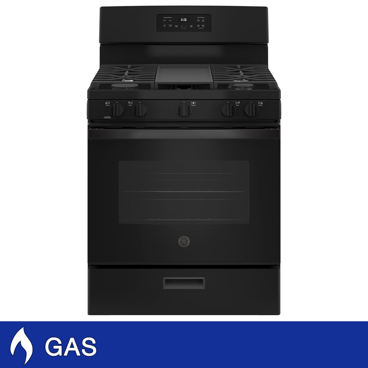 GE 30" 5.0 cu. ft. GAS Free-Standing Range with Center Oval Burner  Edge-to-Edge Cooktop
