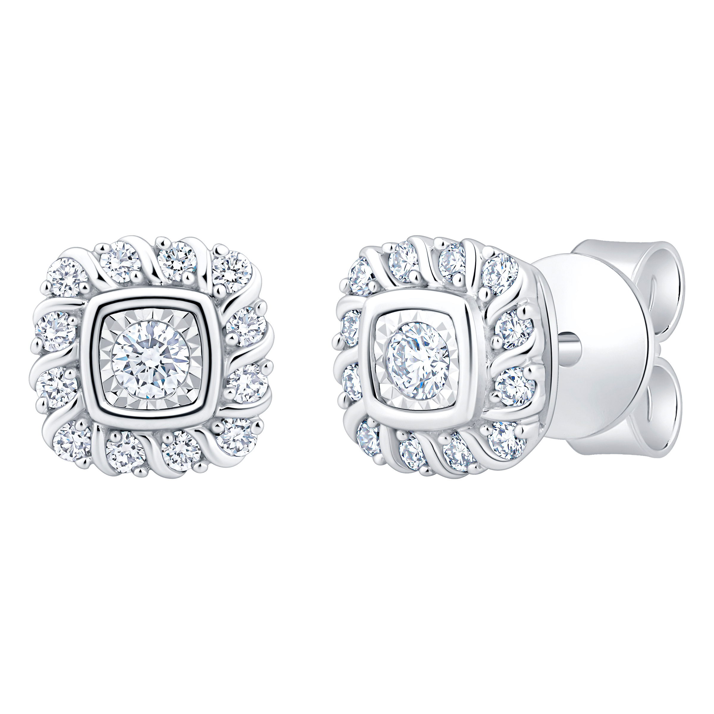 Round Brilliant Diamond Halo Earrings (0.22 ctw)