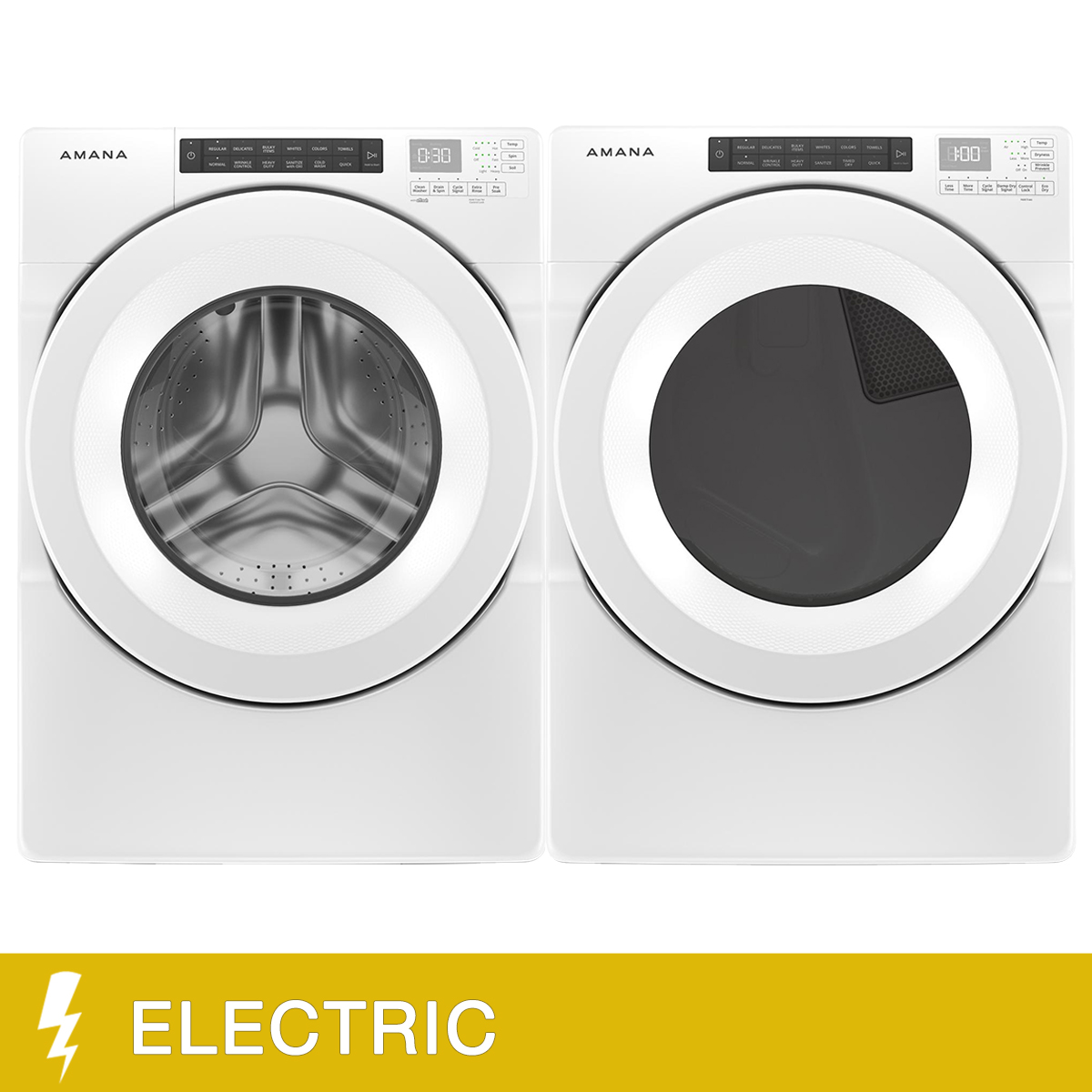 Amana Laundry Bundle 5.0 cu ft. Front Load Washer and 7.4 cu ft. Electric Dryer