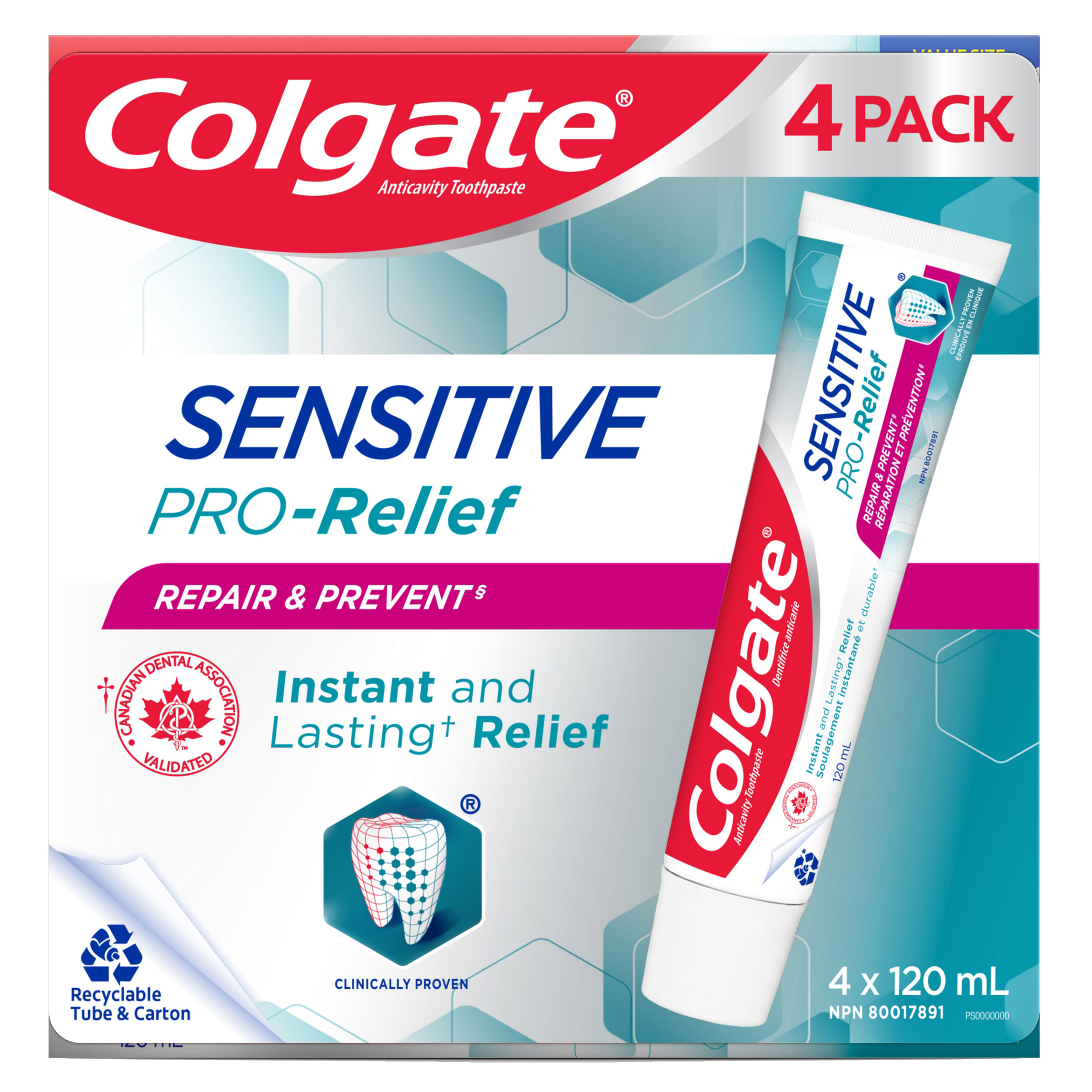 Colgate Sensitive Pro-Relief Repair and Prevent Toothpaste, 4 x 120 mL