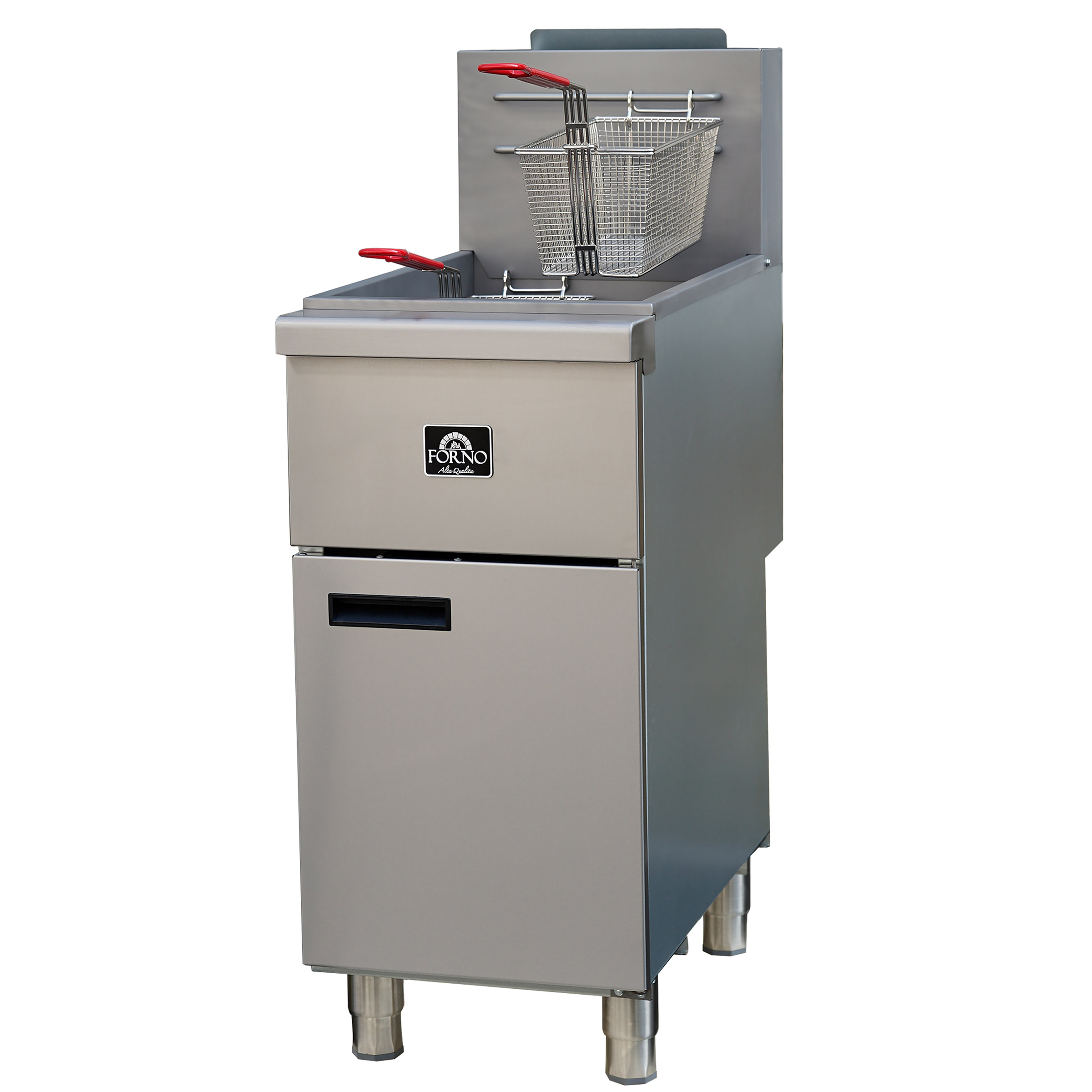 Forno 15.5 in. 50 lb Stainless Steel Natural Gas Commercial Deep Fryer with Twin Baskets