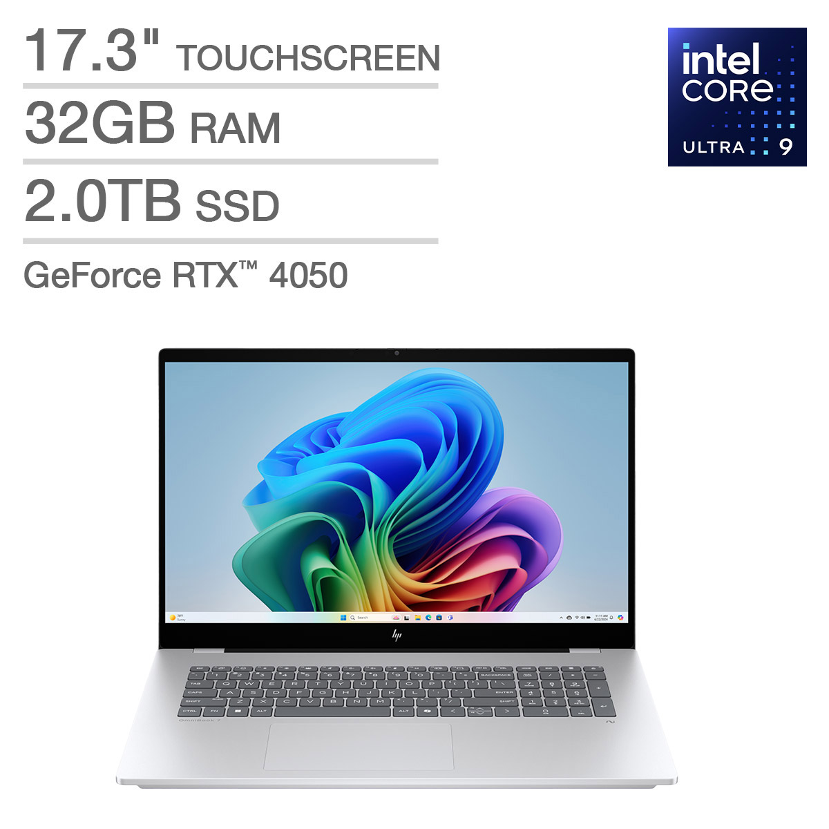 HP OmniBook 7 17.3" AI Laptop - Intel® Core™ Ultra 9 288V - Copilot+ PC - FHD Touchscreen - 32GB Memory - 2TB SSD - GeForce RTX™ 4050 - Windows 11 Home