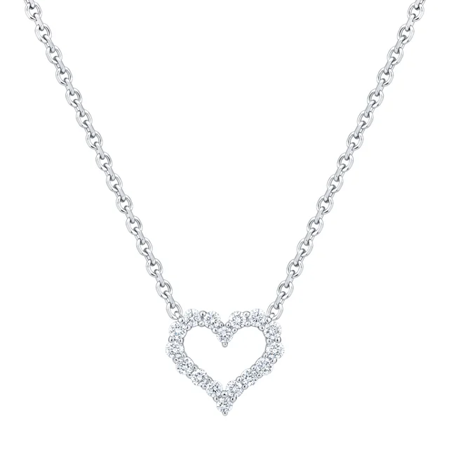 Round Brilliant 0.25 ctw VS2 Clarity, I Color Diamond 14kt White Gold Heart Necklace
