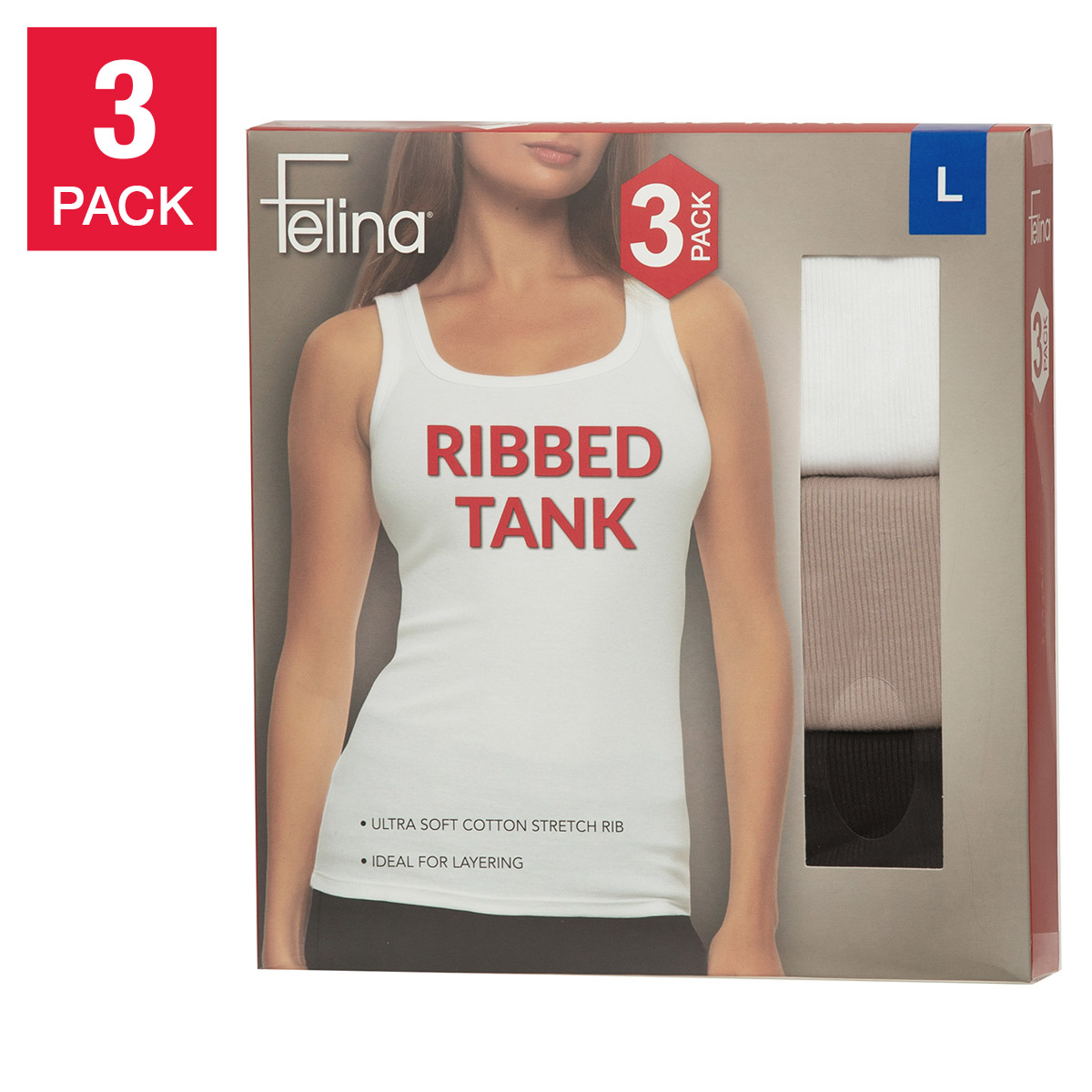 Felina Ladies' Ribbed Tank, 3-pack | Costco