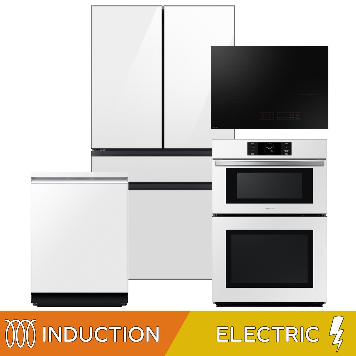 coconeco 冷蔵庫 4点セット Samsung 4-Piece Induction Kitchen Package with Counter Depth 4