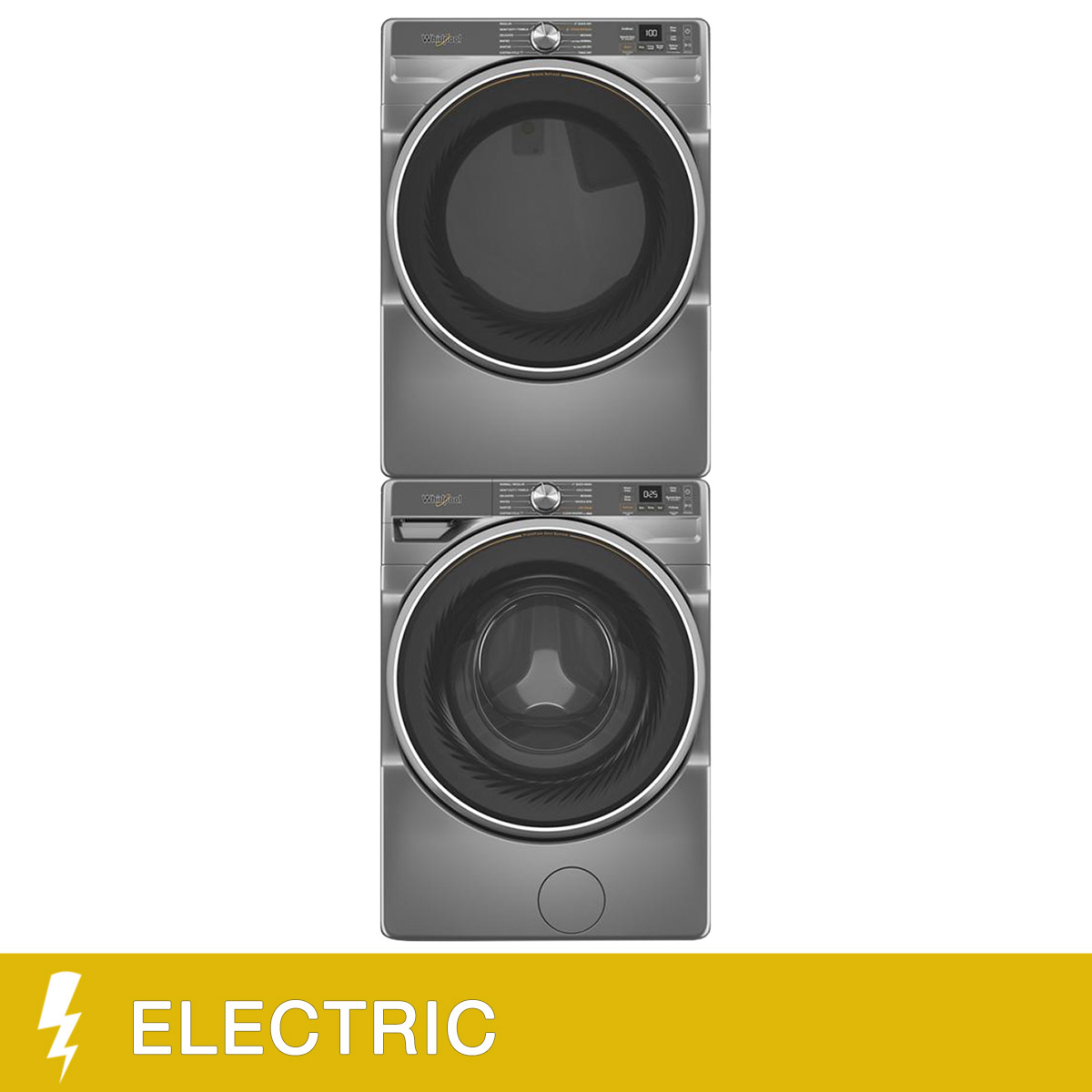 Whirlpool Laundry Bundle 5.8 cu ft. Front Load Washer and 7.4 cu ft. Electric Dryer with Stacking Kit