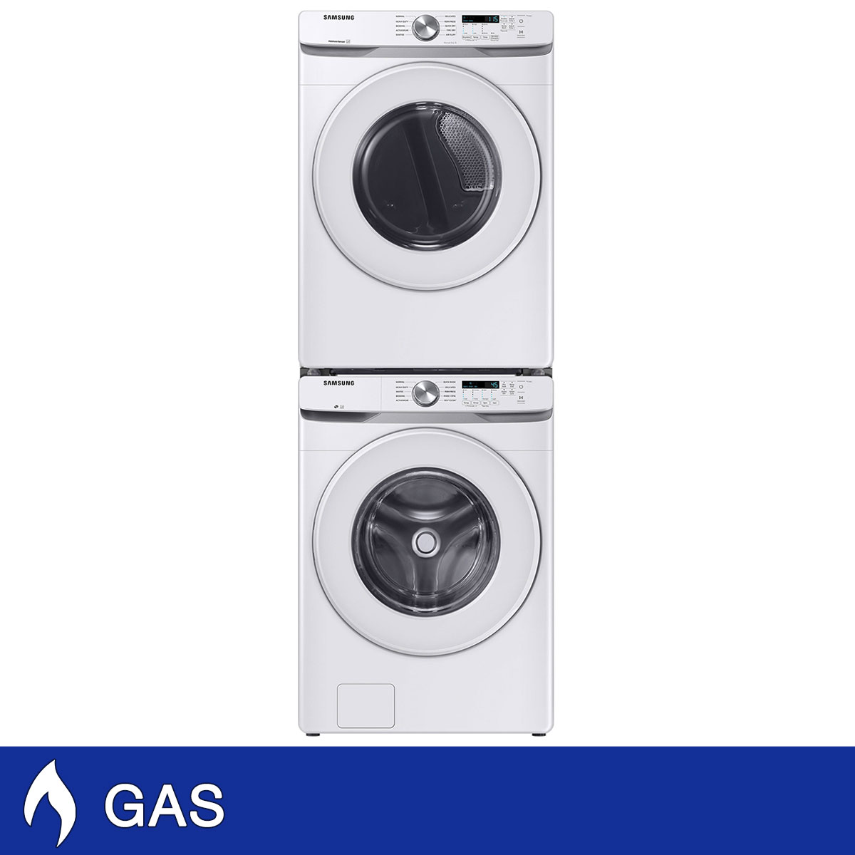 Samsung 4.5 cu. ft. Front Load Washer with Vibration Reduction Technology+ and 7.5 cu. ft. GAS Dryer with Stacking Kit