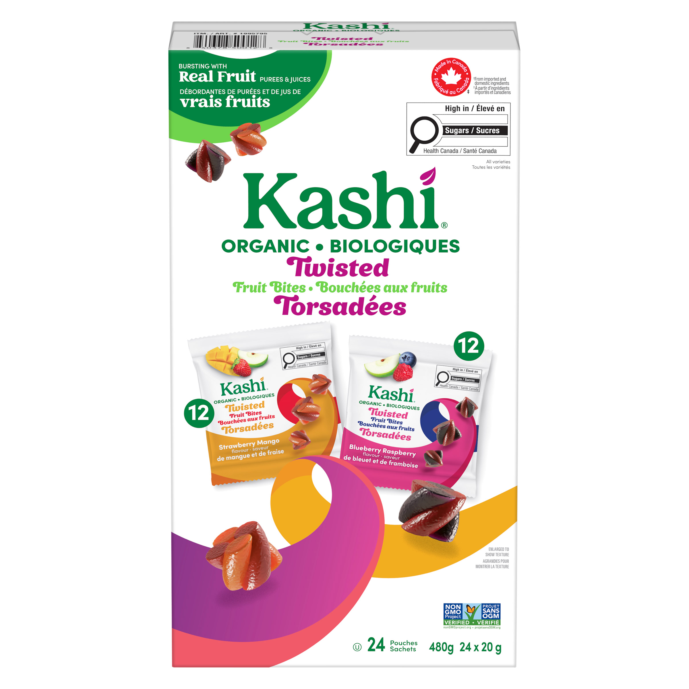 Kashi Organic Twisted Fruit Bites Variety Pack, 24 × 20 g
