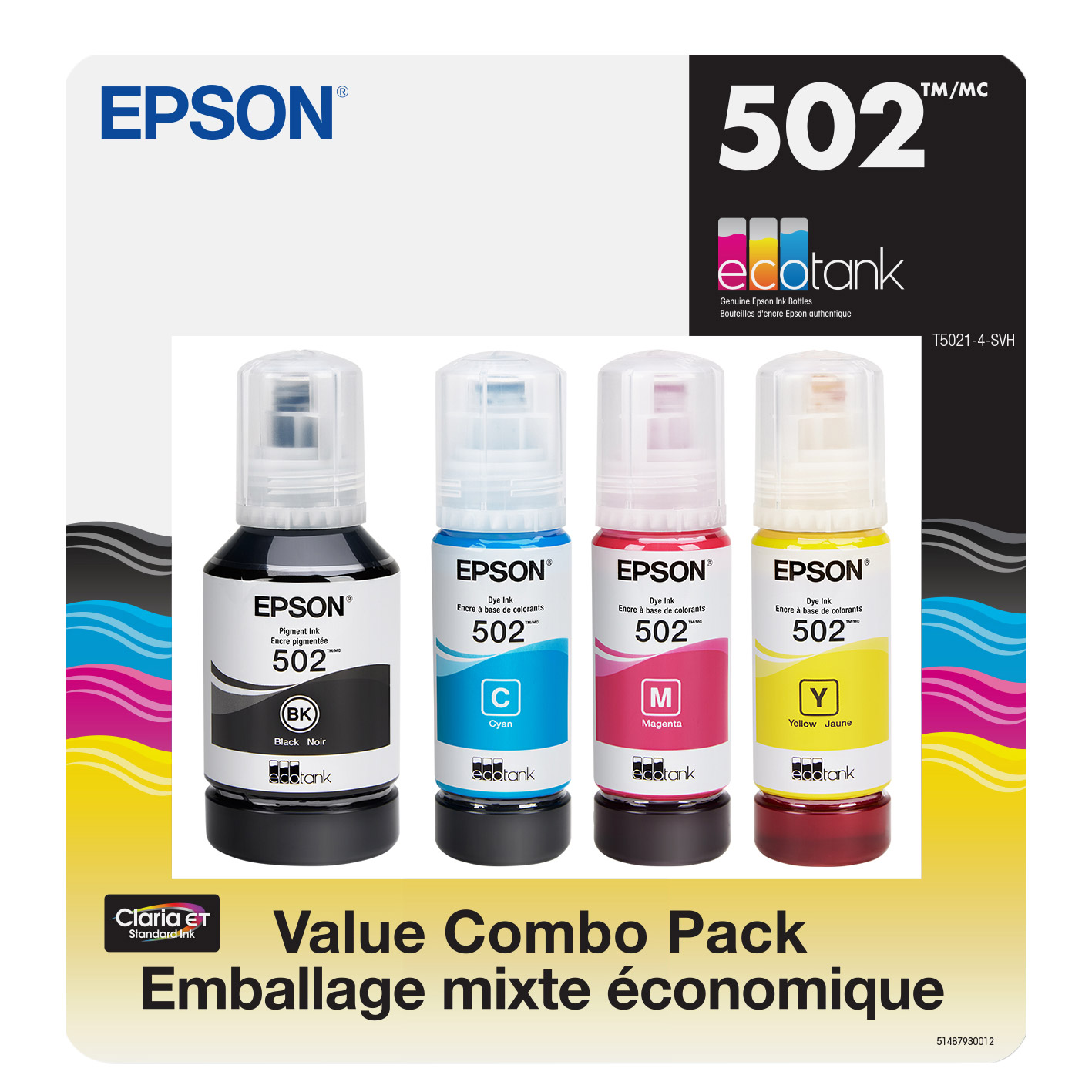 Epson T5021 EcoTank Black and Tri-colour Ink Bottle Combo Pack