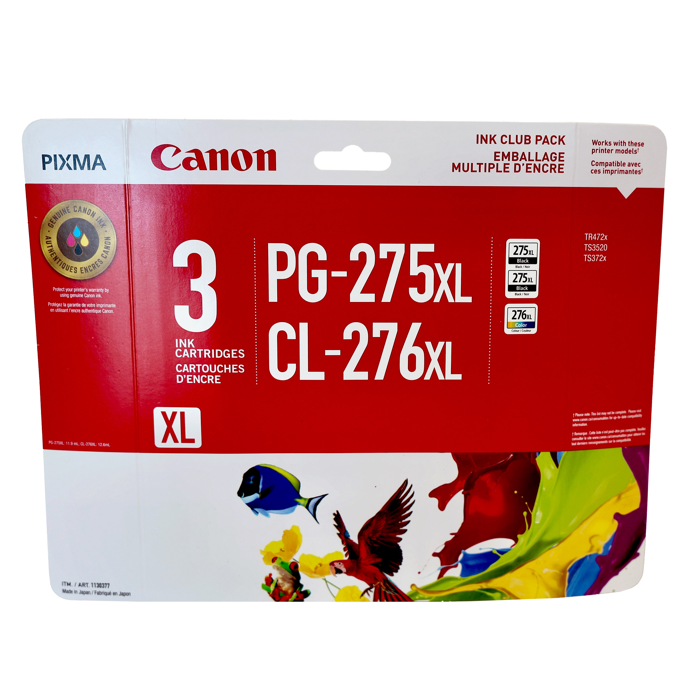 Canon PG-275XL Black and CL-276XL Colour Ink Cartridges 3-pack