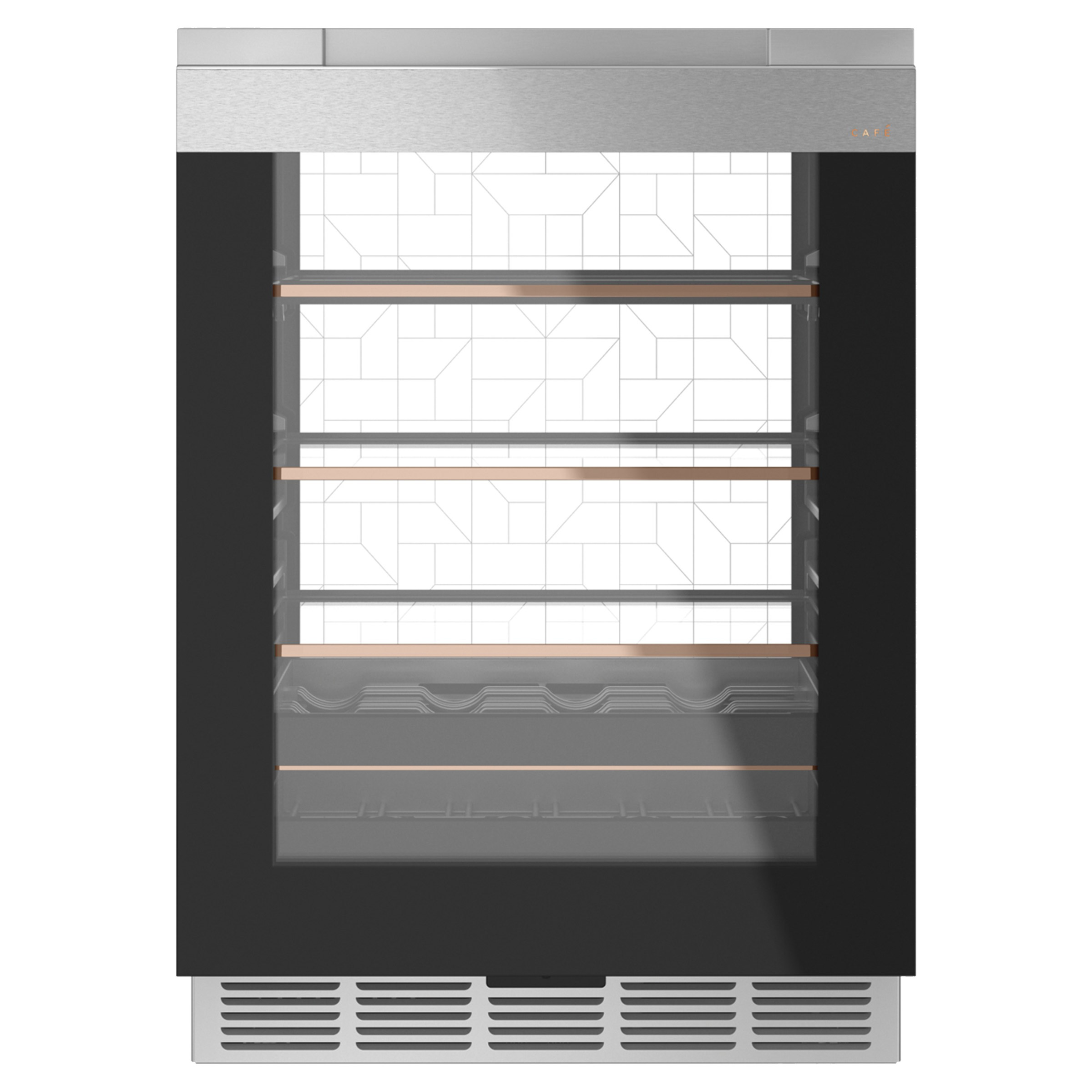 Café Modern Glass Collection 24 in. 5.1 cu ft. Beverage Center with LED Light Wall