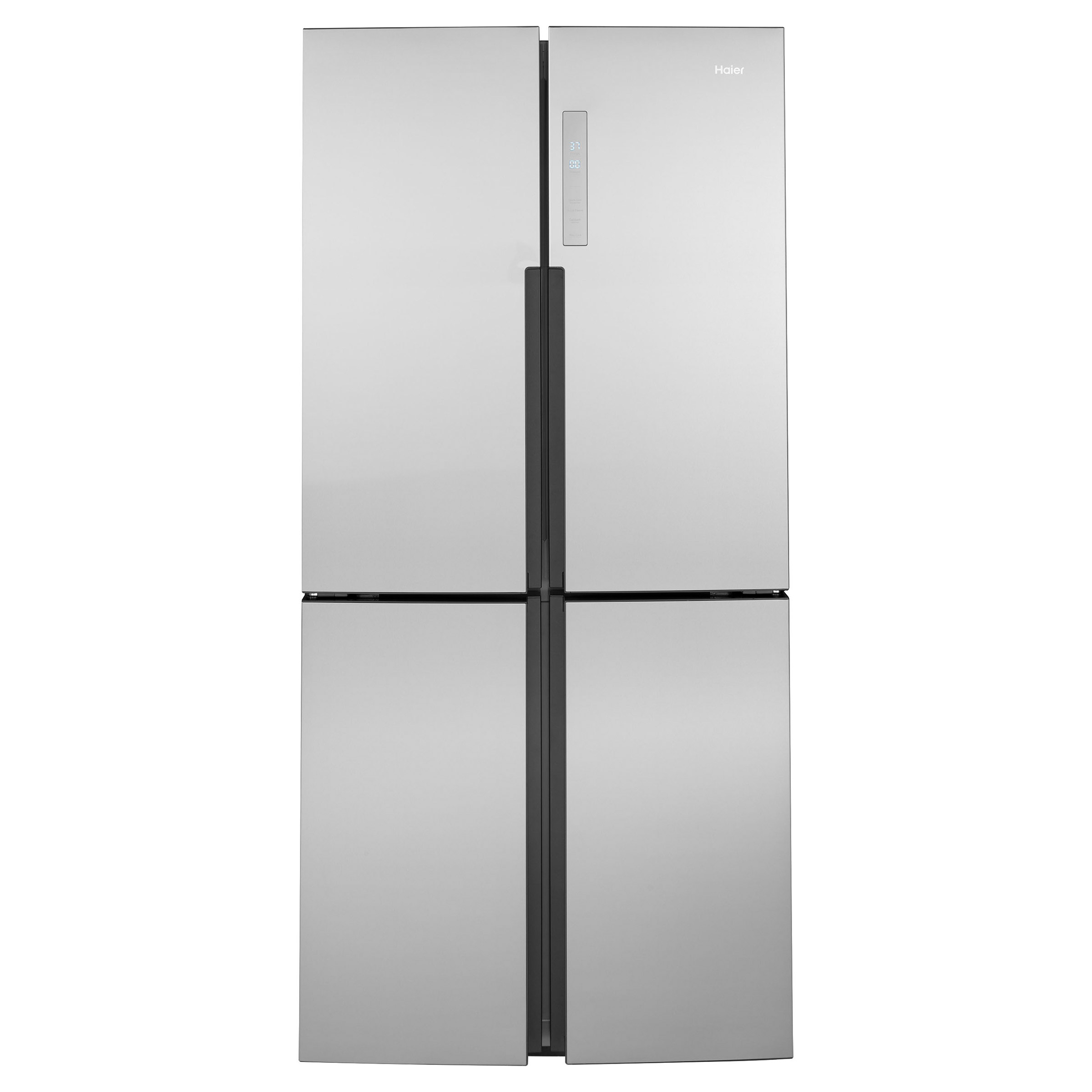 Haier 16.8 cu. ft. Counter Depth Quad-Door Refrigerator with Compact 33" Width  Edge-to-Edge Shelves  Freezer Drawers