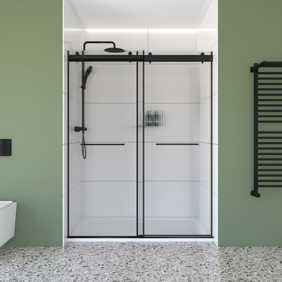 Appollo Geneva 60 in. Alcove Shower Kit in Matte Black