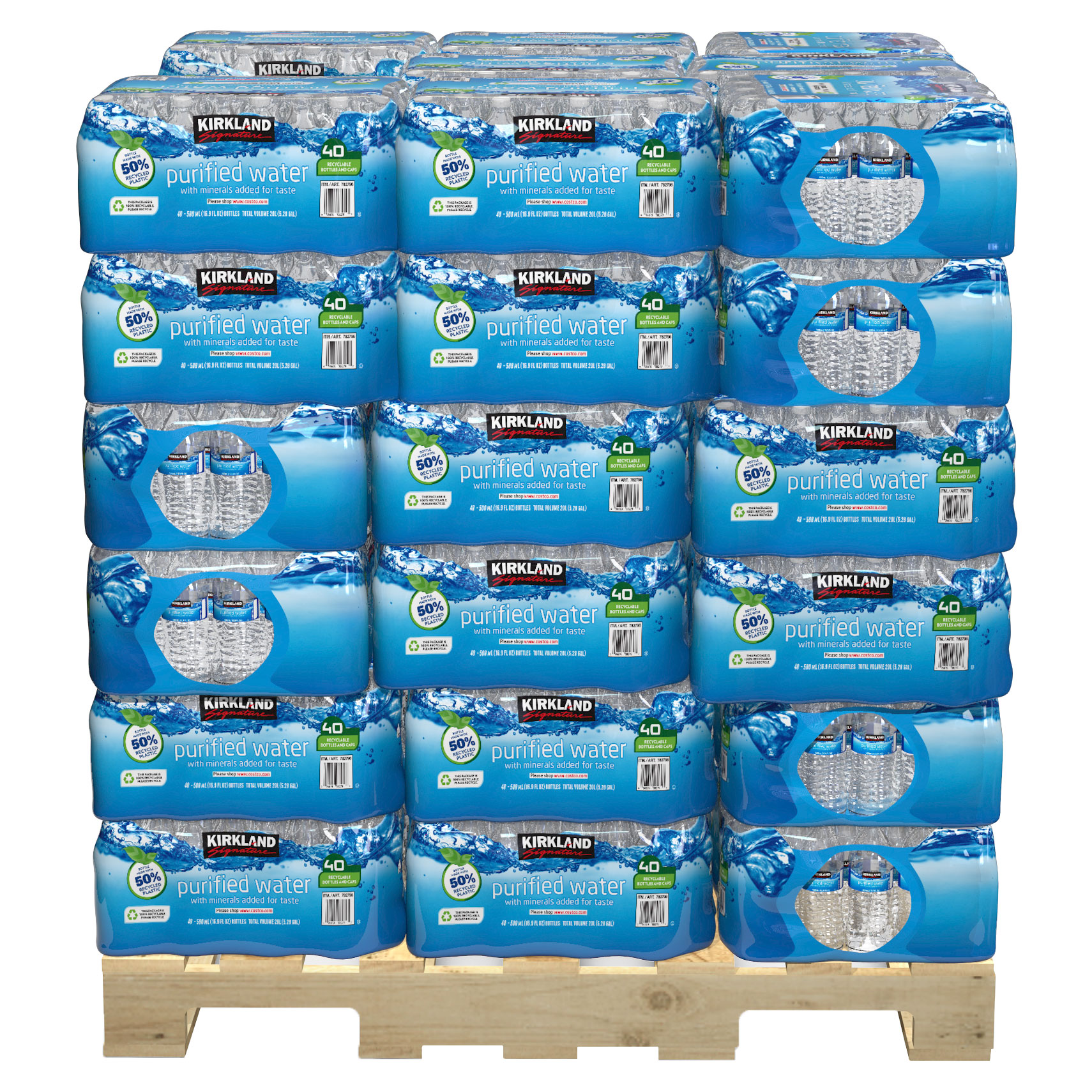 コストコ　Kirkland Signature ウォーターウインドウ Kirkland Signature Bottled Water 16.9 fl oz, 40-count, 48 Case