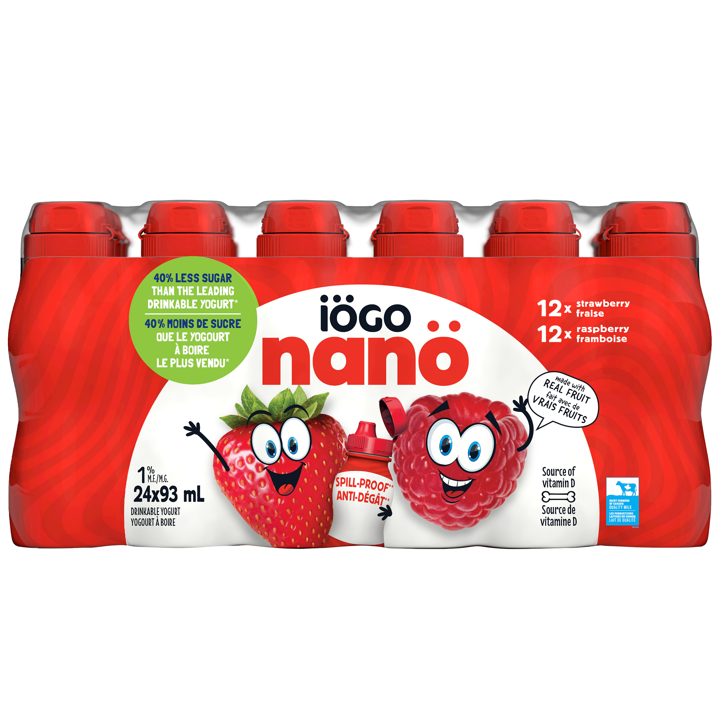 iÖGO Assorted 1.5% Nano Drinkable Yogurt, 24 x 93 ml