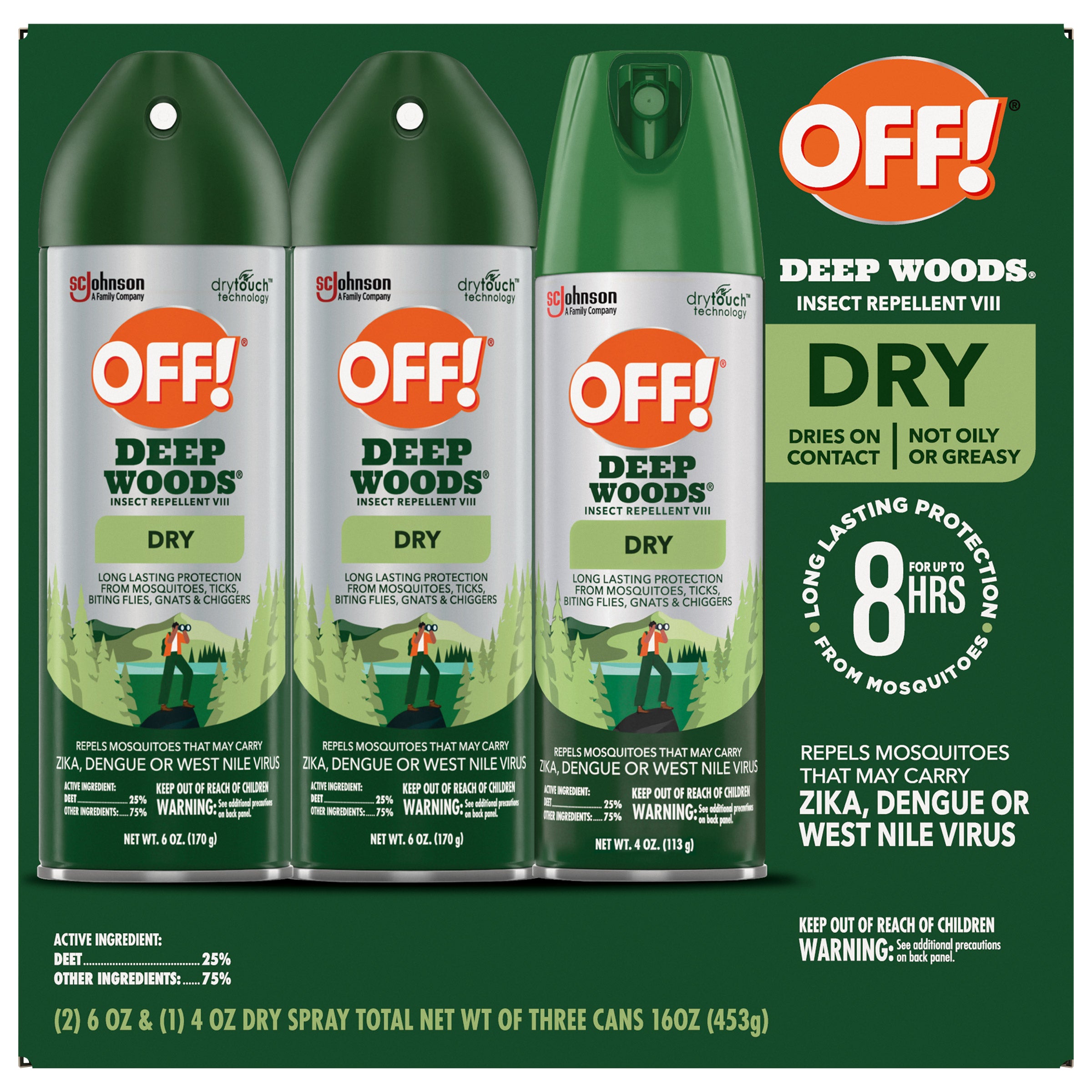 tobacco bug repellent OFF! Deep Woods Insect Repellent VIII, Dry, 3 ct
