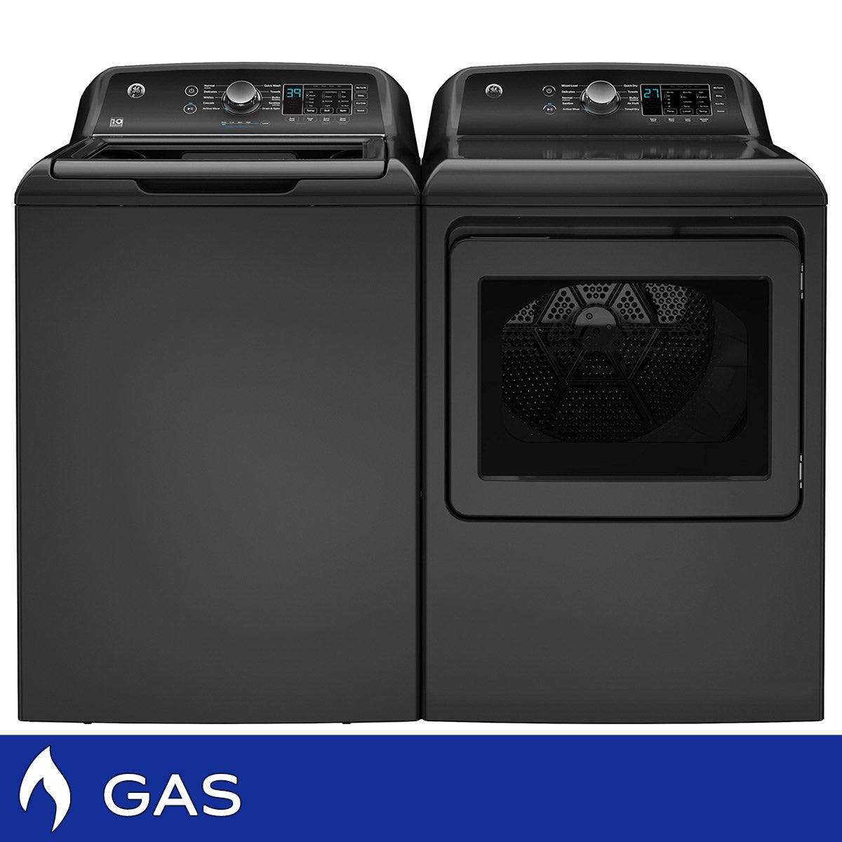 GE 4.5 cu. ft. Washer with Water Level Control and 7.4 cu. ft. GAS Dryer Package with Sensor Dry