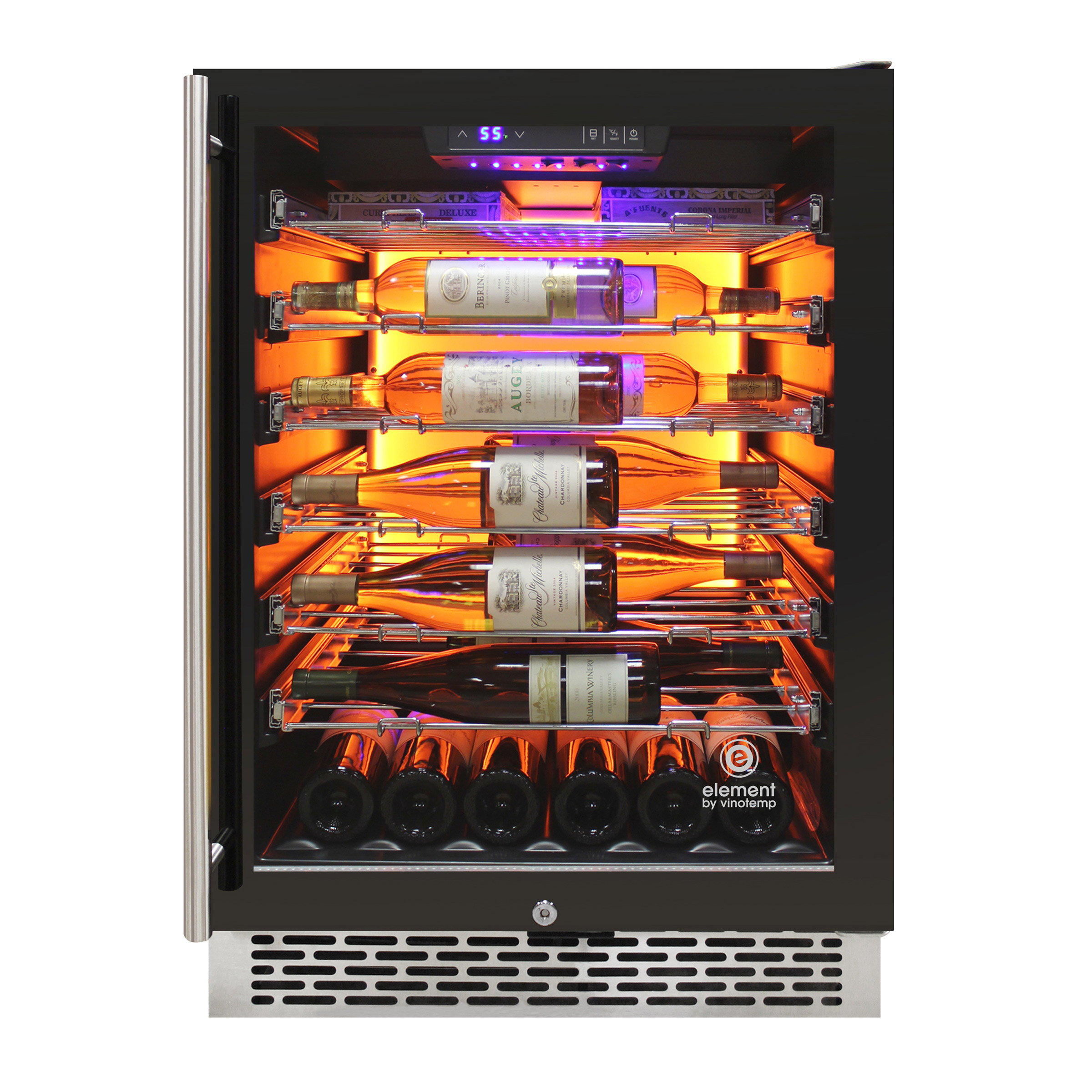 Vinotemp Private Reserve Series 24 in. 41 Bottle Black Single Zone Wine Cooler with Backlit Panel
